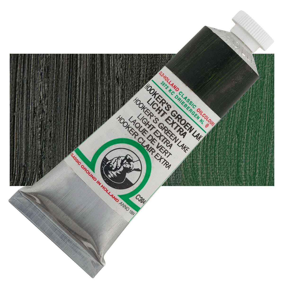 Old Holland Classic Oil Color - Hooker's Green Lake Light Extra, 40 ml tube and swatch