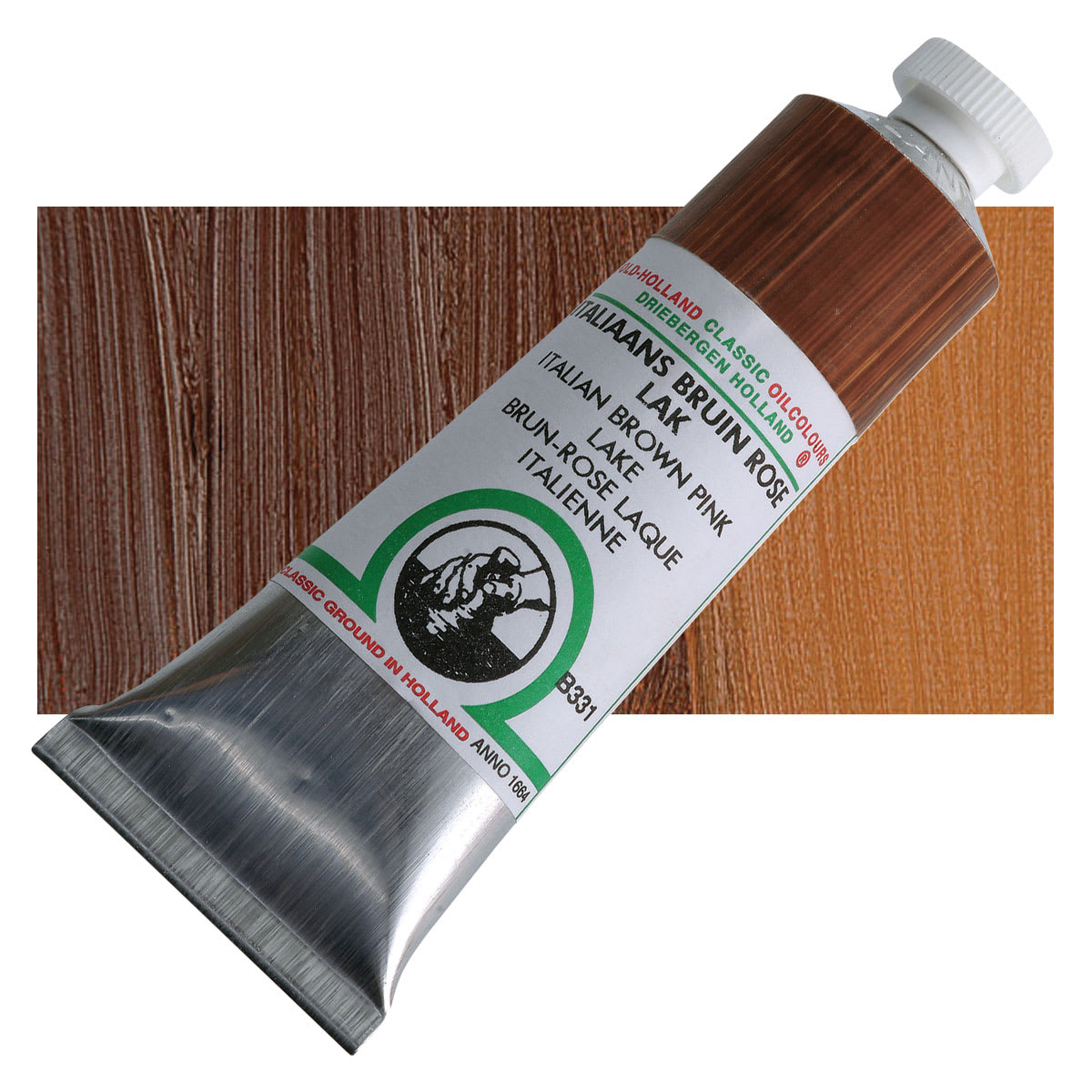 Old Holland Classic Oil Color - Italian Brown Pink Lake, 40 ml tube and swatch