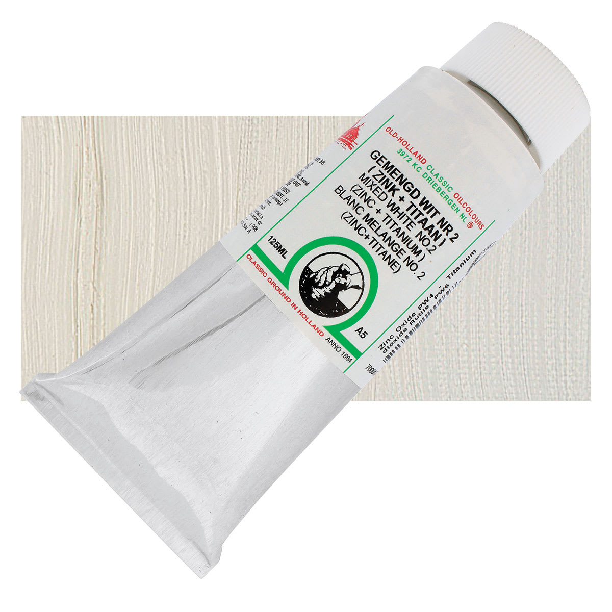 Old Holland Classic Oil Color - Mixed White 2, 125 ml tube and swatch