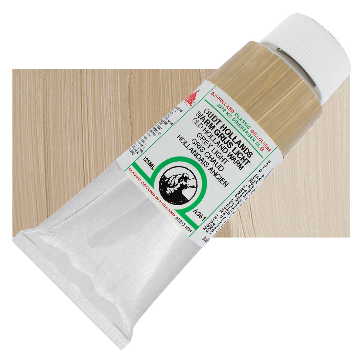 Old Holland Classic Oil Color - Old Holland Warm Grey Light, 125 ml tube and swatch