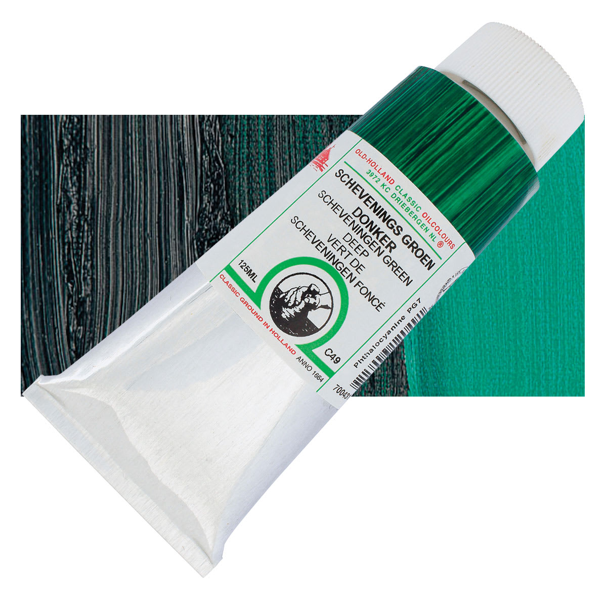 Old Holland Classic Oil Color - Scheveningen Green Deep, 125 ml tube and swatch