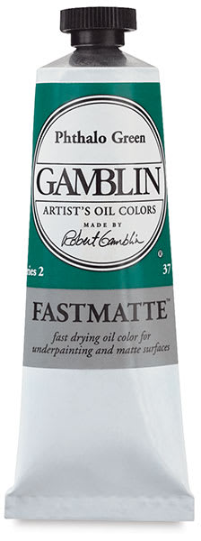 Gamblin FastMatte Alkyd Oil Colors - Upright 37 ml tube of Phthalo Green
