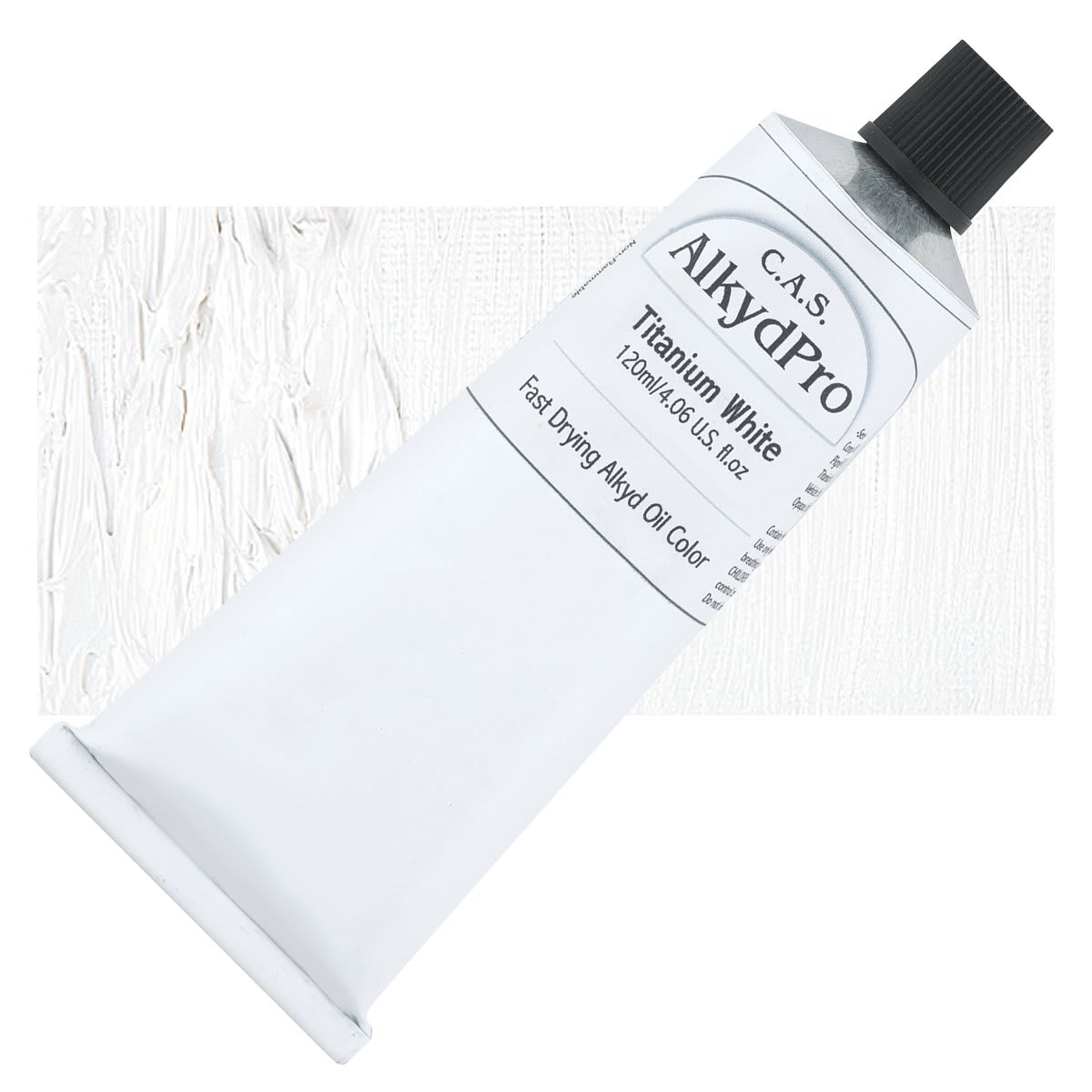 CAS AlkydPro Fast-Drying Alkyd Oil Color - Titanium White, 120 ml tube and swatch