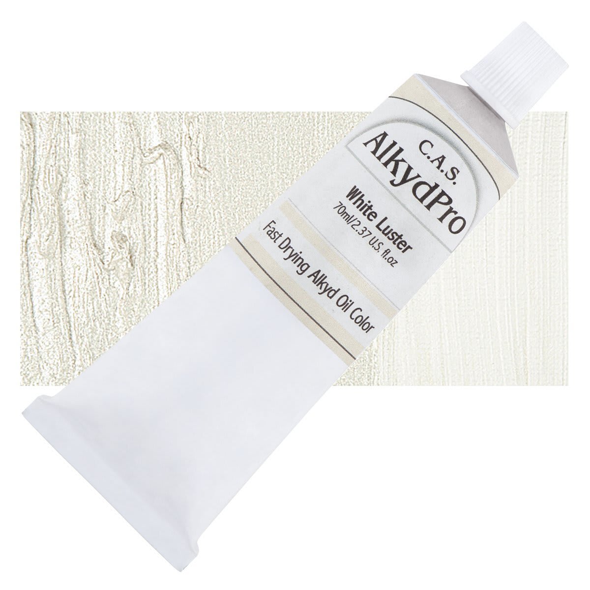CAS AlkydPro Fast-Drying Alkyd Oil Color - Luster White, 70 ml tube and swatch