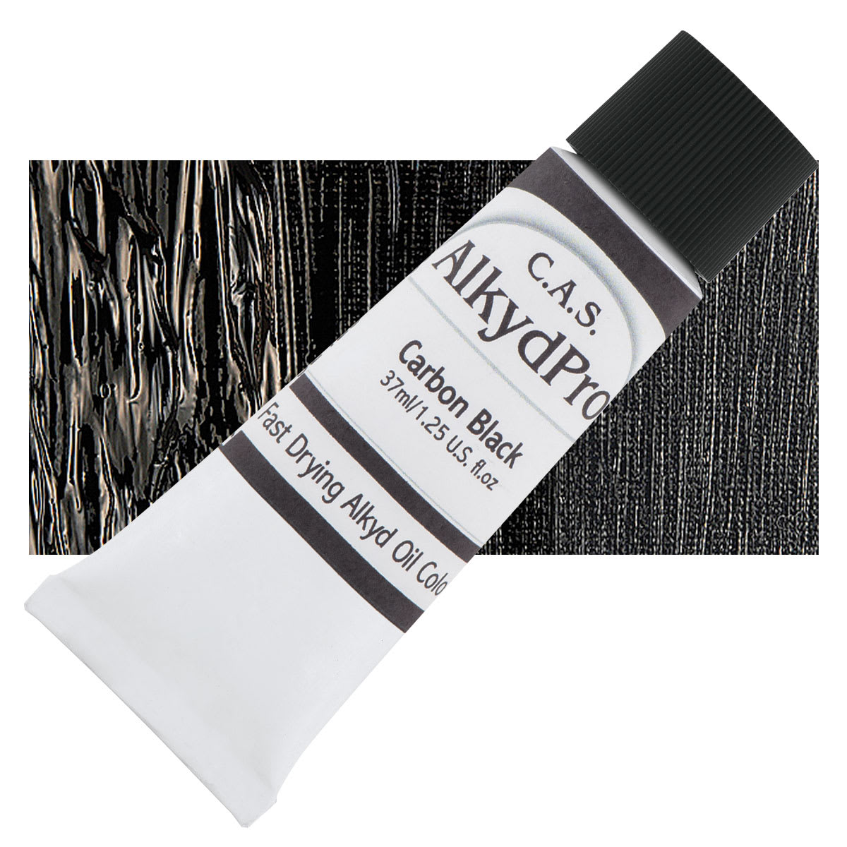 CAS AlkydPro Fast-Drying Alkyd Oil Color - Carbon Black, 37 ml tube and swatch