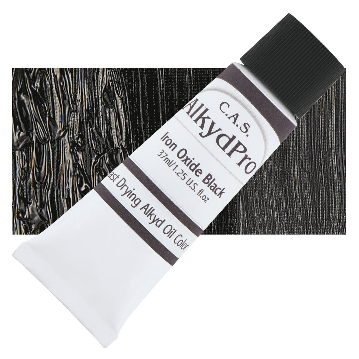 CAS AlkydPro Fast-Drying Alkyd Oil Color - Iron Oxide Black, 37 ml tube and swatch