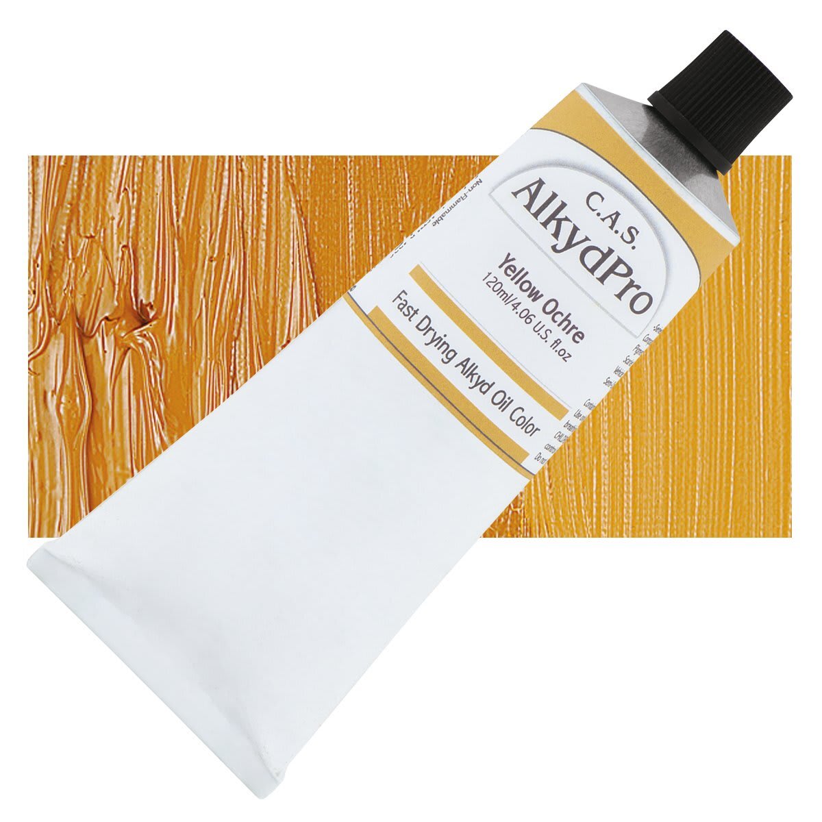 CAS AlkydPro Fast-Drying Alkyd Oil Color - Yellow Ochre, 120 ml tube and swatch