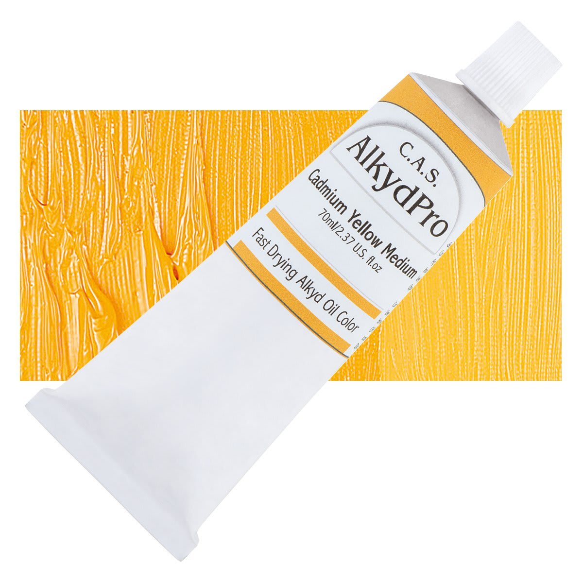 CAS AlkydPro Fast-Drying Alkyd Oil Color - Cadmium Yellow Medium, 70 ml tube and swatch