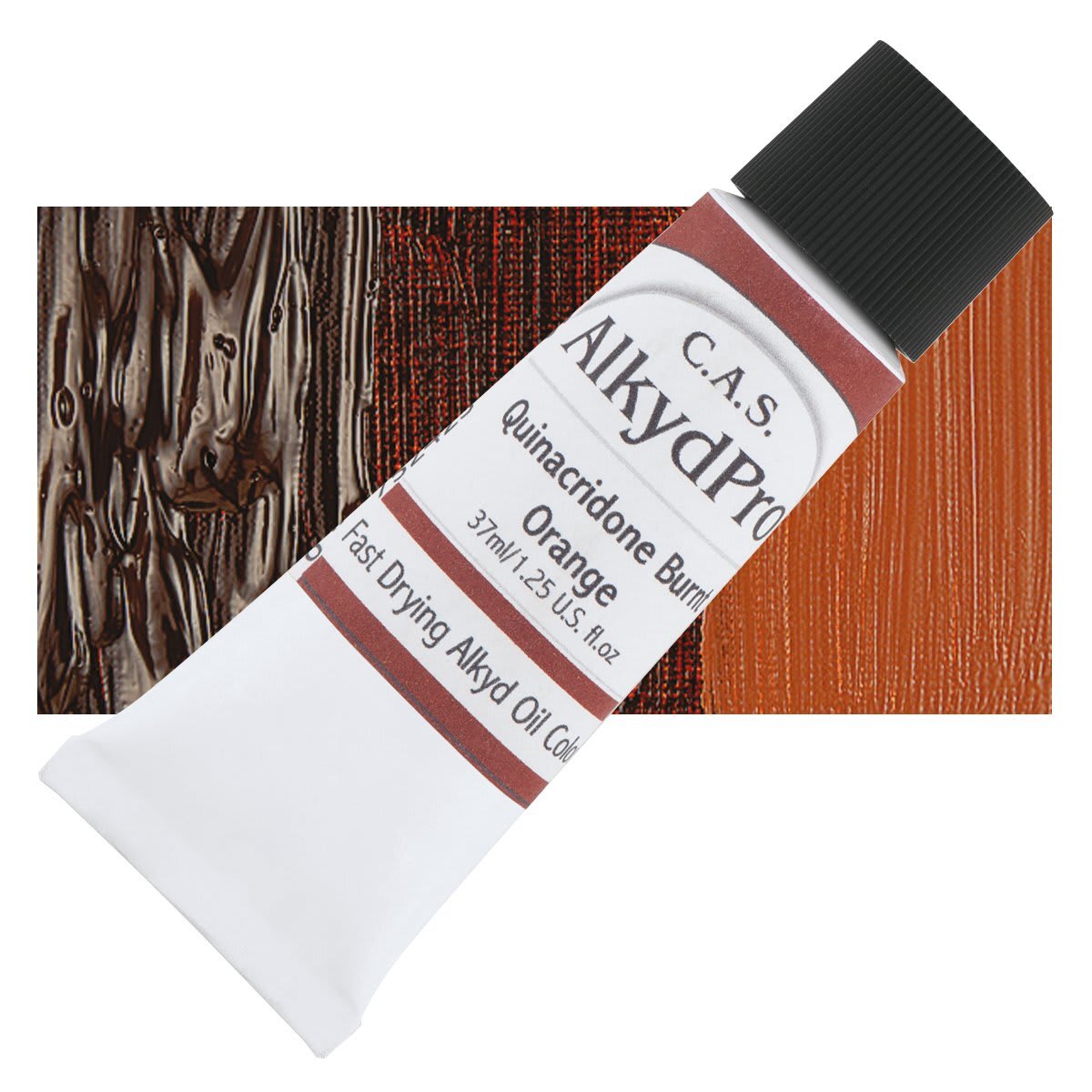 CAS AlkydPro Fast-Drying Alkyd Oil Color - Quinacridone Burnt Orange, 37 ml tube and swatch
