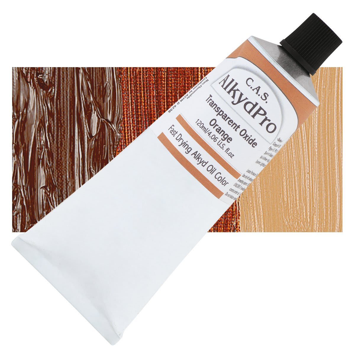 CAS AlkydPro Fast-Drying Alkyd Oil Color - Transparent Oxide Orange, 120 ml tube and swatch