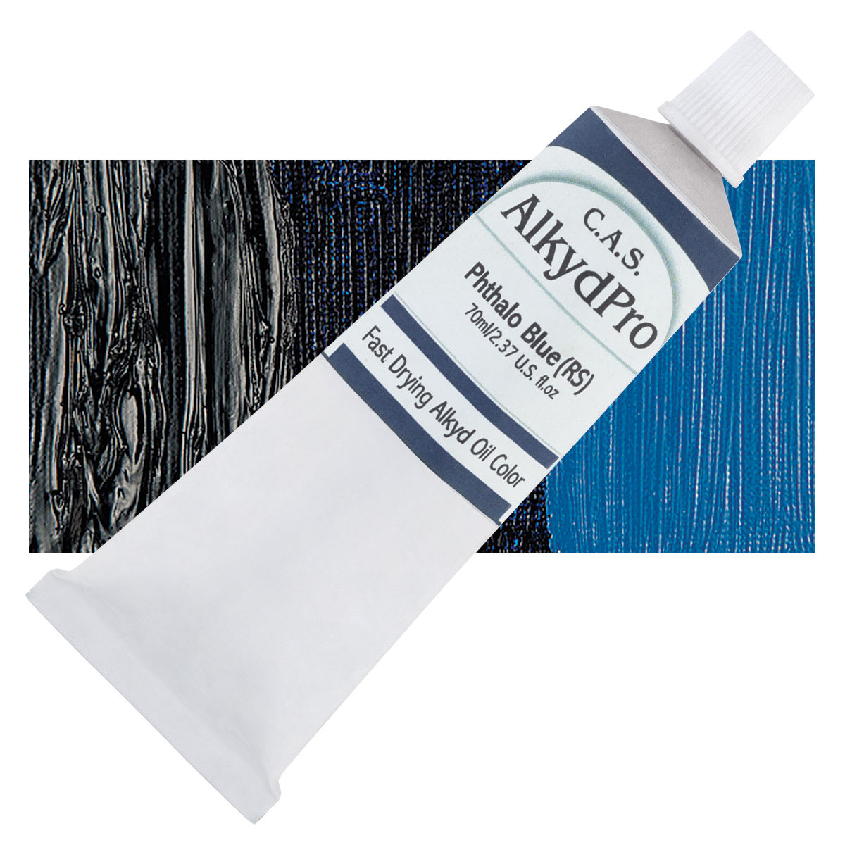 CAS AlkydPro Fast-Drying Alkyd Oil Color - Phthalo Blue Red Shade, 70 ml tube and swatch