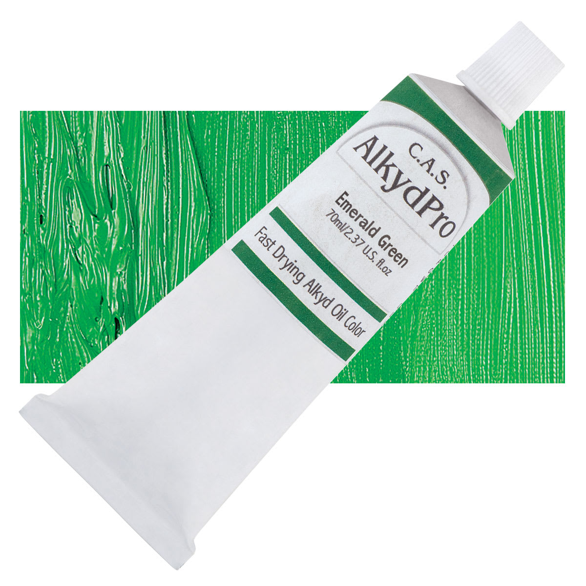 CAS AlkydPro Fast-Drying Alkyd Oil Color - Emerald Green, 70 ml tube and swatch