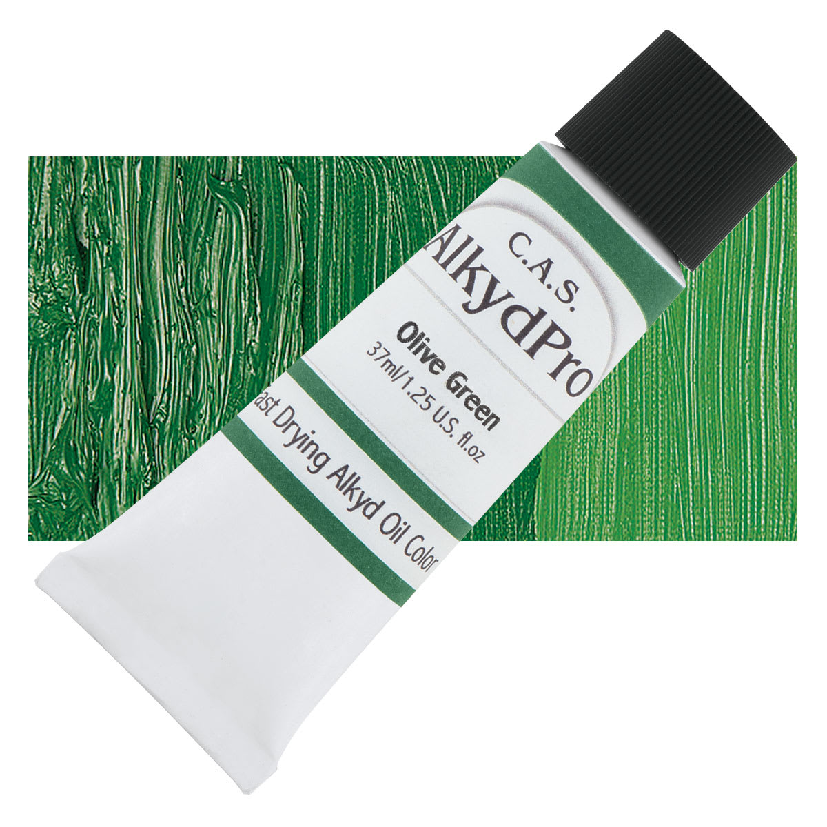 CAS AlkydPro Fast-Drying Alkyd Oil Color - Olive Green, 37 ml tube and swatch