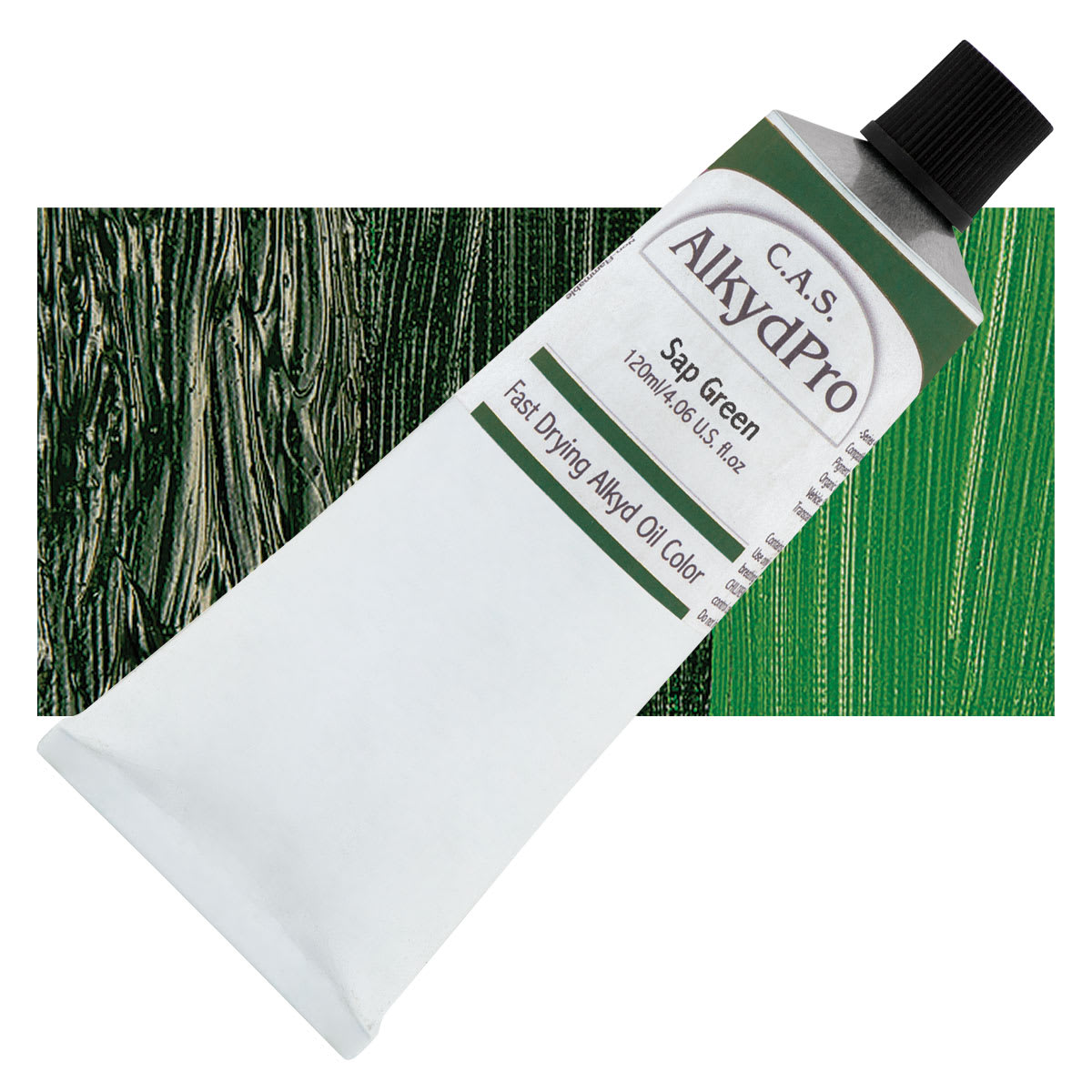 CAS AlkydPro Fast-Drying Alkyd Oil Color - Sap Green, 120 ml tube and swatch