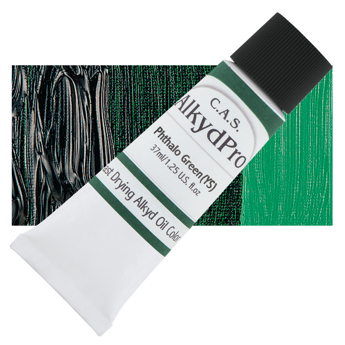 CAS AlkydPro Fast-Drying Alkyd Oil Color - Phthalo Green Yellow Shade, 37 ml tube and swatch