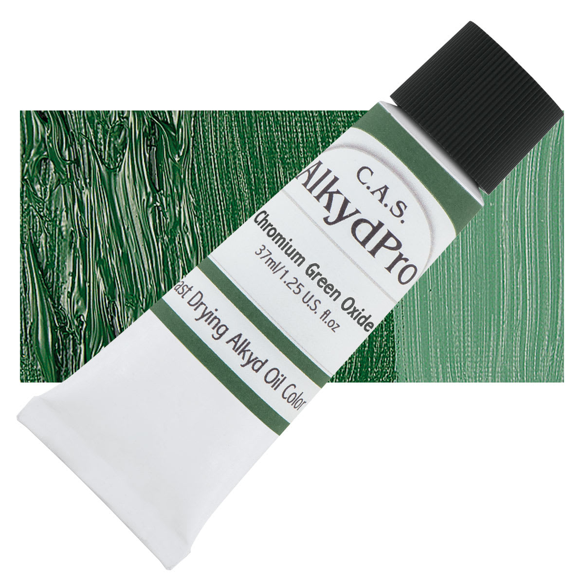 CAS AlkydPro Fast-Drying Alkyd Oil Color - Chromium Green Oxide, 37 ml tube and swatch
