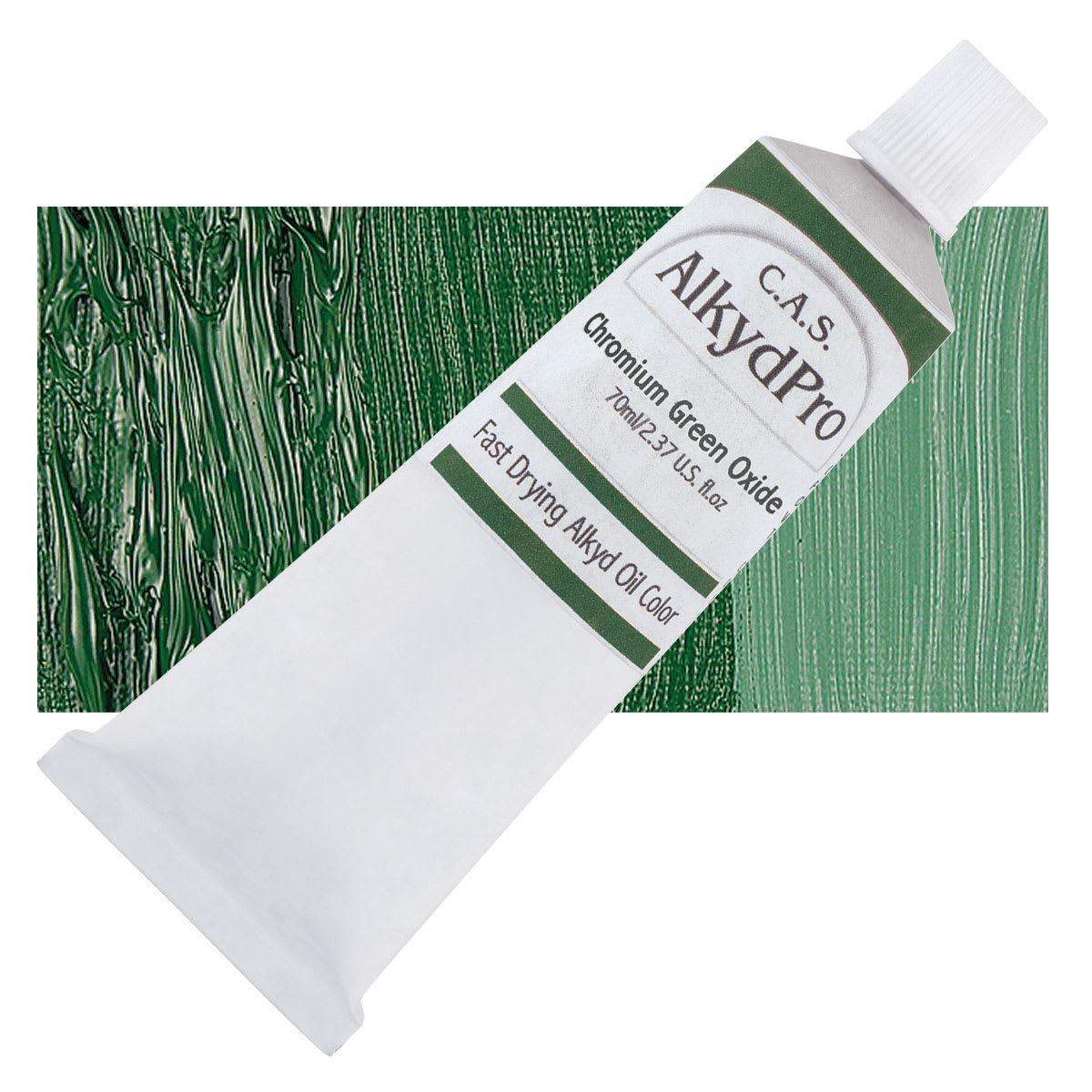 CAS AlkydPro Fast-Drying Alkyd Oil Color - Chromium Green Oxide, 70 ml tube and swatch