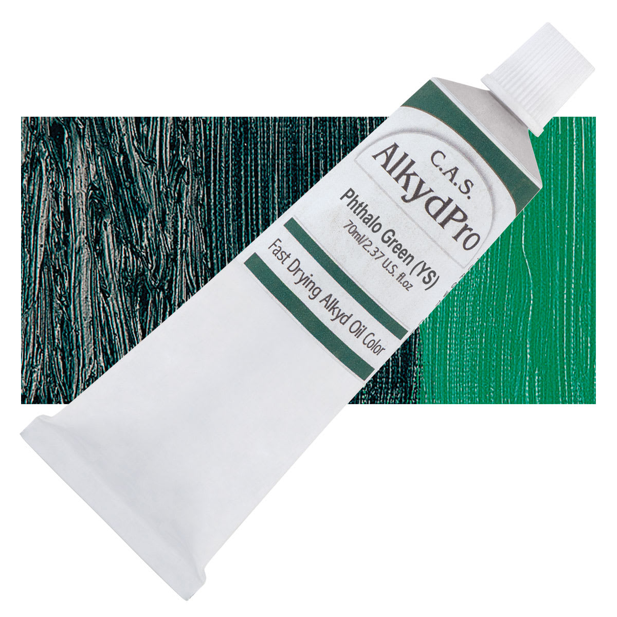 CAS AlkydPro Fast-Drying Alkyd Oil Color - Phthalo Green, 70 ml tube and swatch