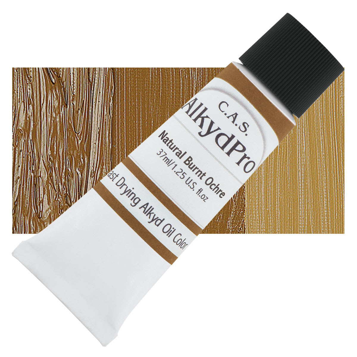 CAS AlkydPro Fast-Drying Alkyd Oil Color - Natural Burnt Ochre, 37 ml tube and swatch