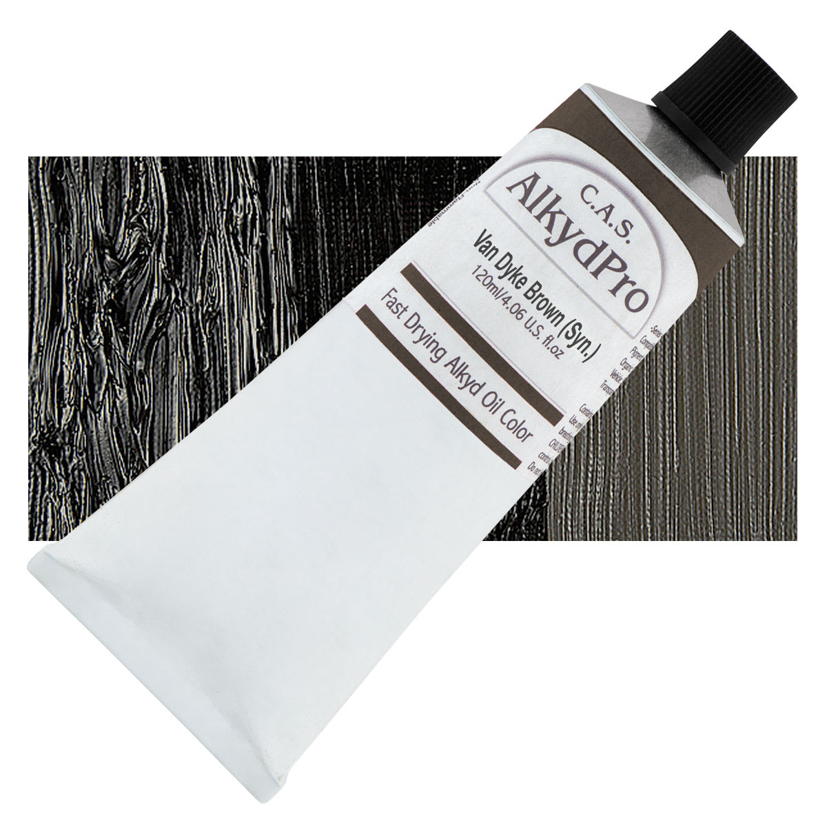 CAS AlkydPro Fast-Drying Alkyd Oil Color - Van Dyke Brown (Synthetic), 120 ml tube and swatch