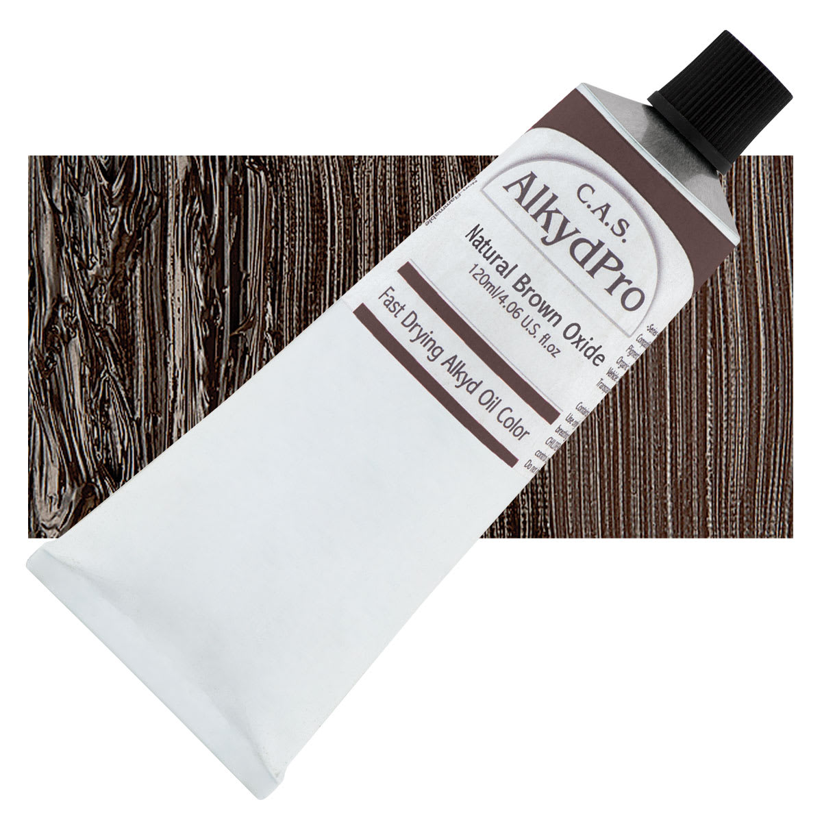 CAS AlkydPro Fast-Drying Alkyd Oil Color - Natural Brown Oxide, 120 ml tube and swatch