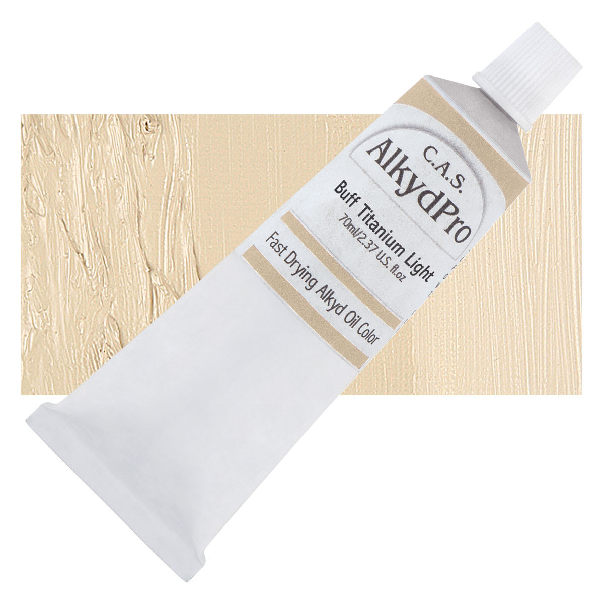 CAS AlkydPro Fast-Drying Alkyd Oil Color - Buff Titanium Light, 70 ml tube and swatch