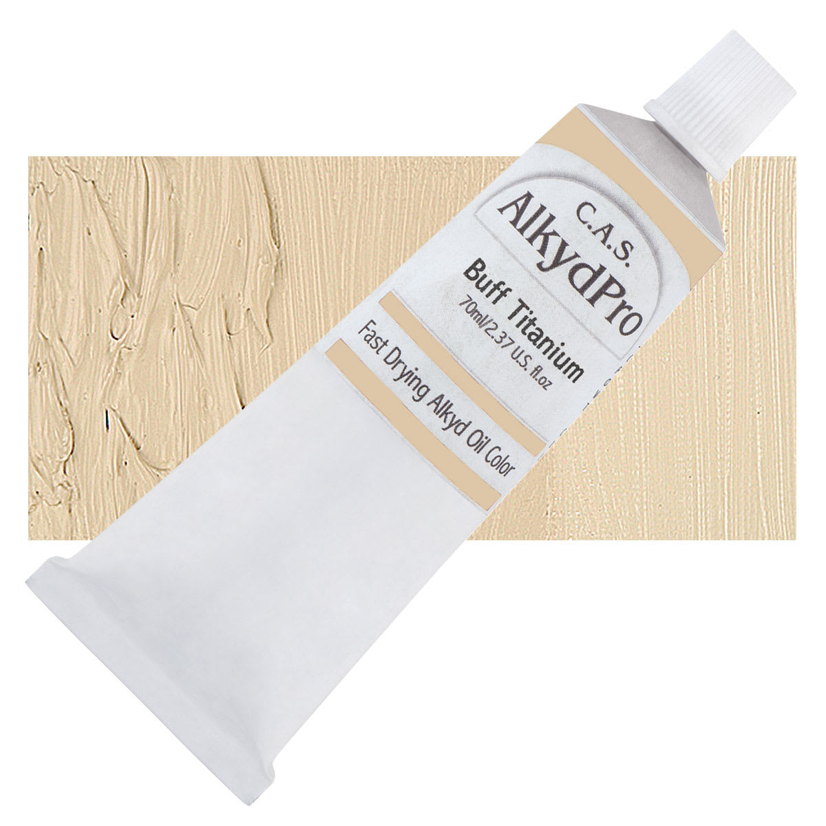 CAS AlkydPro Fast-Drying Alkyd Oil Color - Buff Titanium, 70 ml tube and swatch