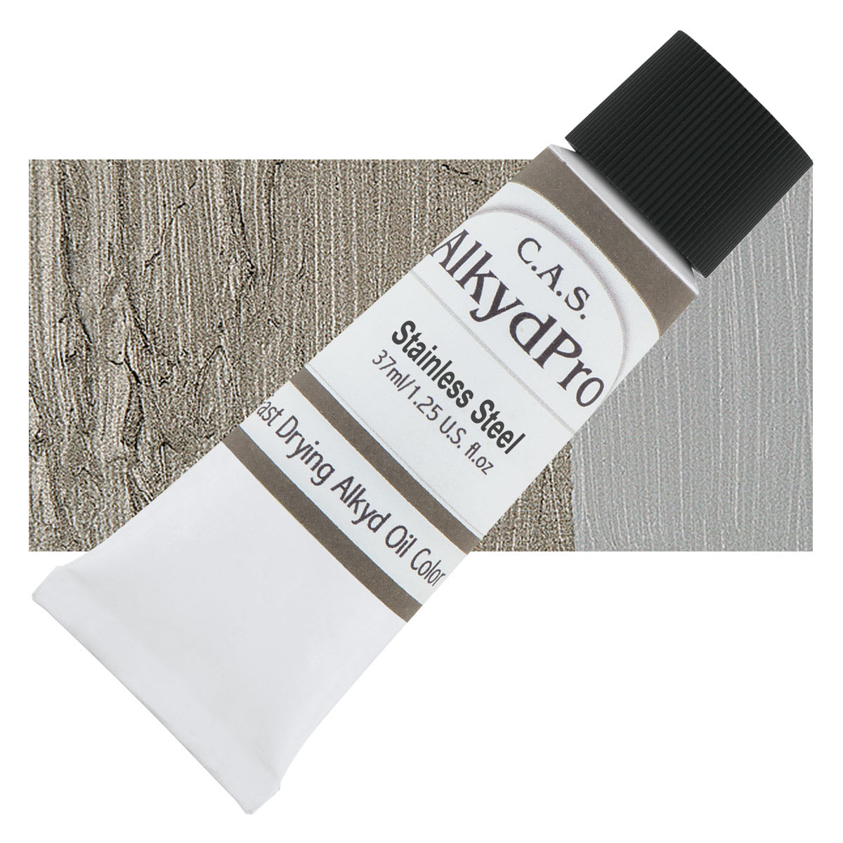 CAS AlkydPro Fast-Drying Alkyd Oil Color - Stainless Steel, 37 ml tube and swatch