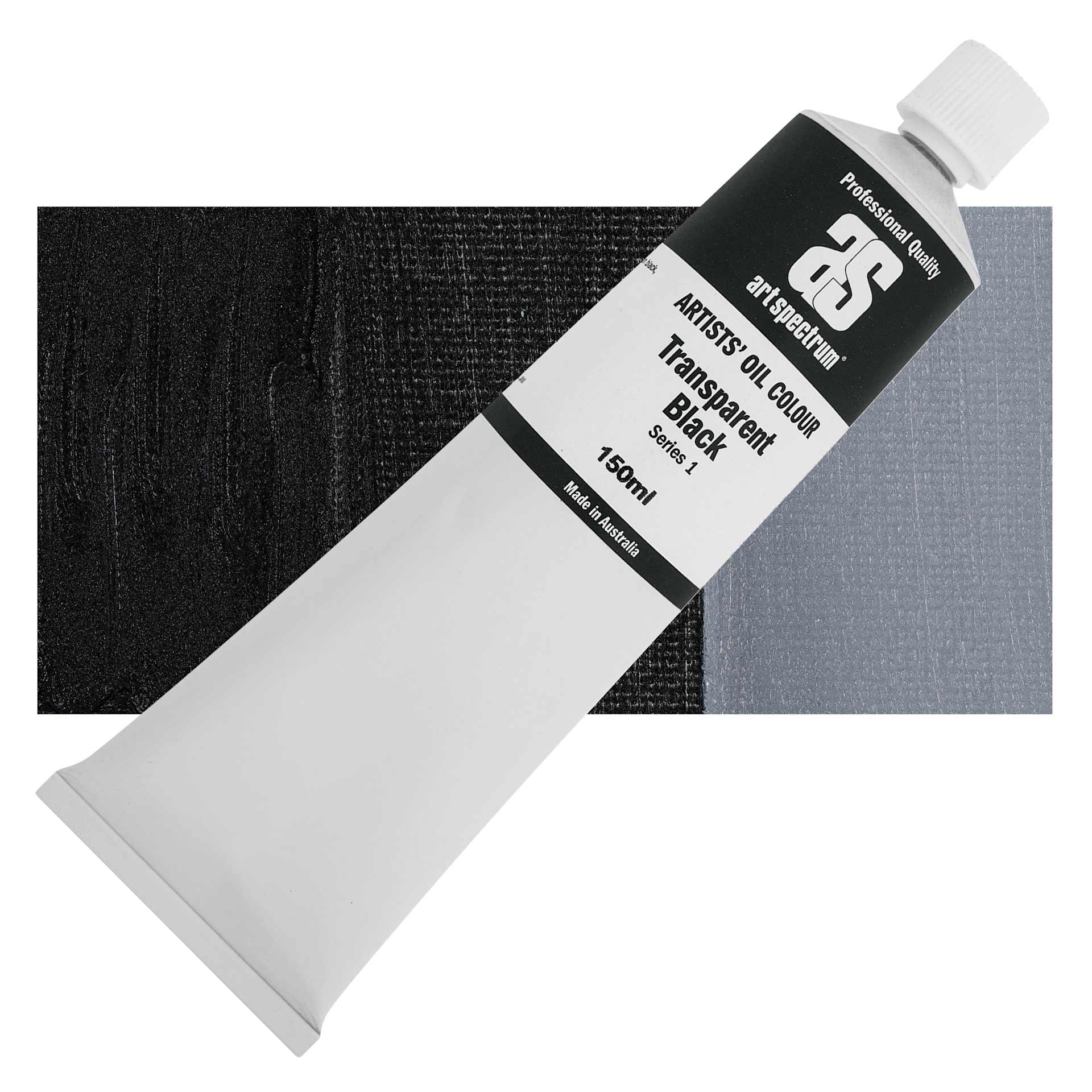 Art Spectrum Artists' Oil Paint - Transparent Black, 150 ml tube and swatch
