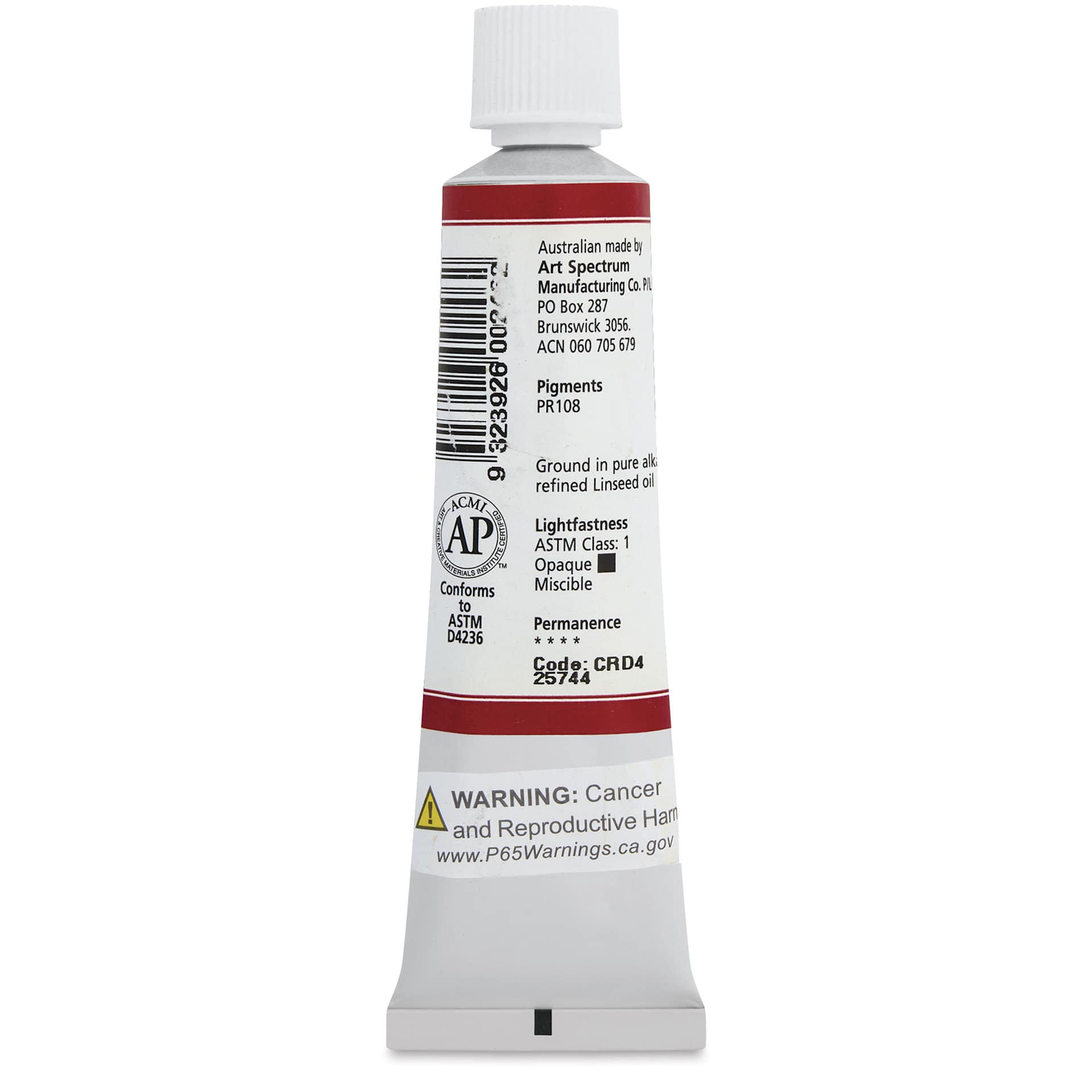Art Spectrum Artists' Oil Paint - Cadmium Red Deep, 40 ml back