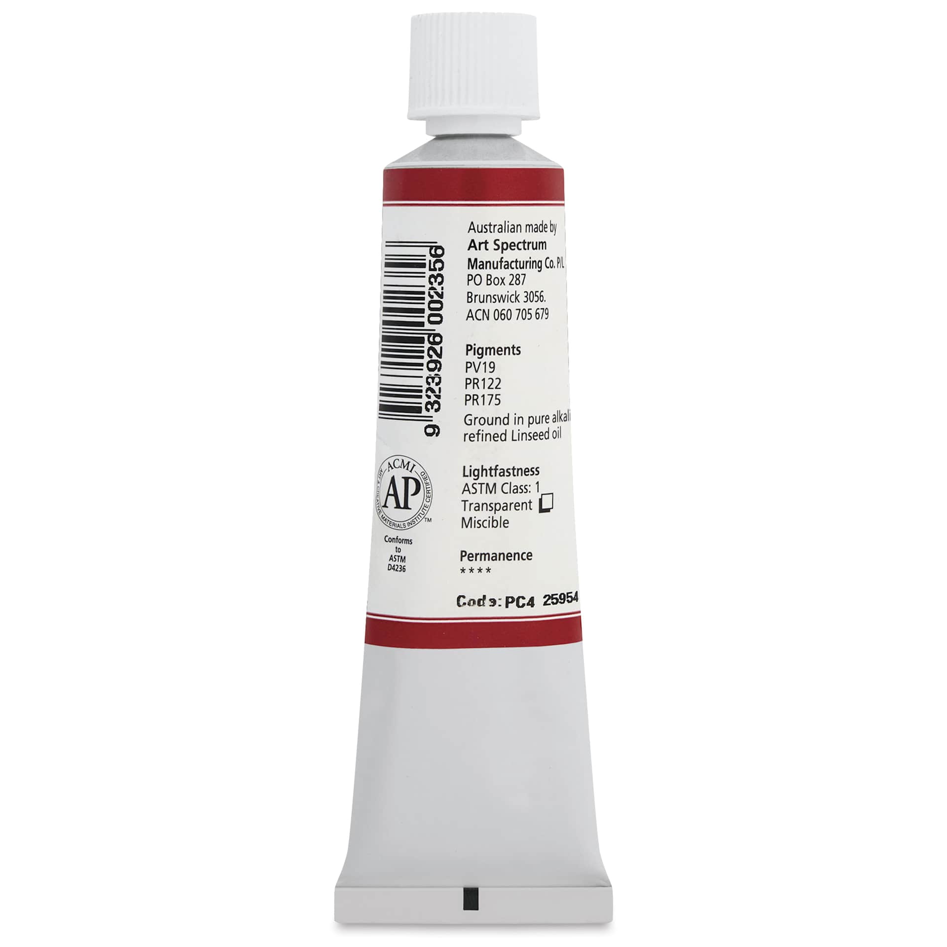 Art Spectrum Artists' Oil Paint - Permanent Crimson, 40 ml back