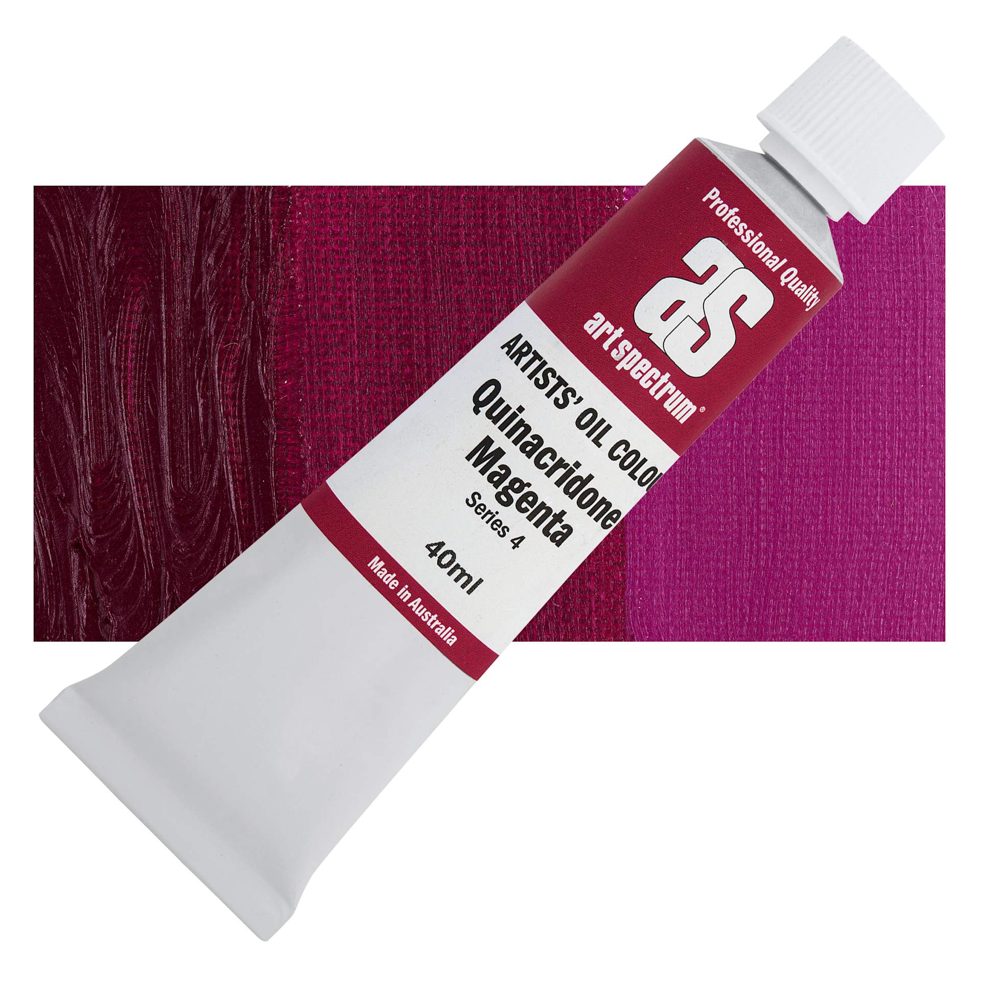 Art Spectrum Artists' Oil Paint - Quinacridone Magenta, 40 ml tube and swatch