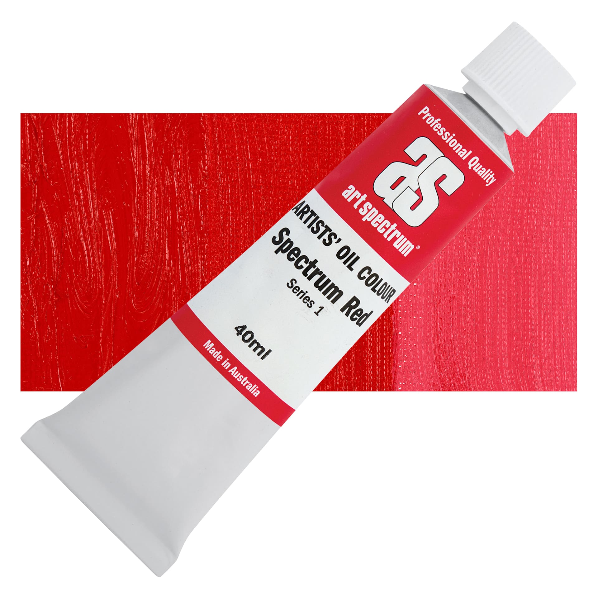Art Spectrum Artists' Oil Paint - Spectrum Red, 40 ml tube and swatch