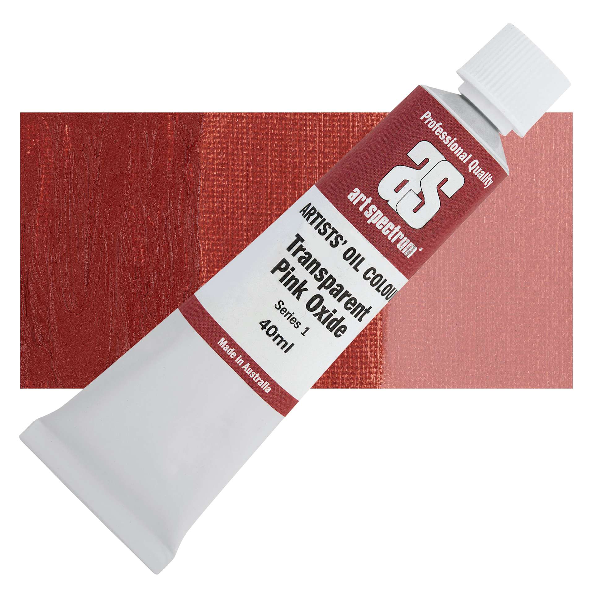 Art Spectrum Artists' Oil Paint - Transparent Pink Oxide, 40 ml tube and swatch