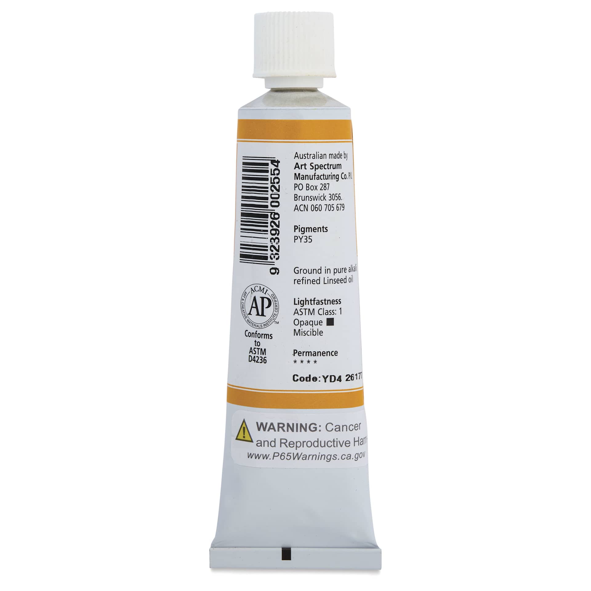 Art Spectrum Artists' Oil Paint - Cadmium Yellow Deep, 40 ml back
