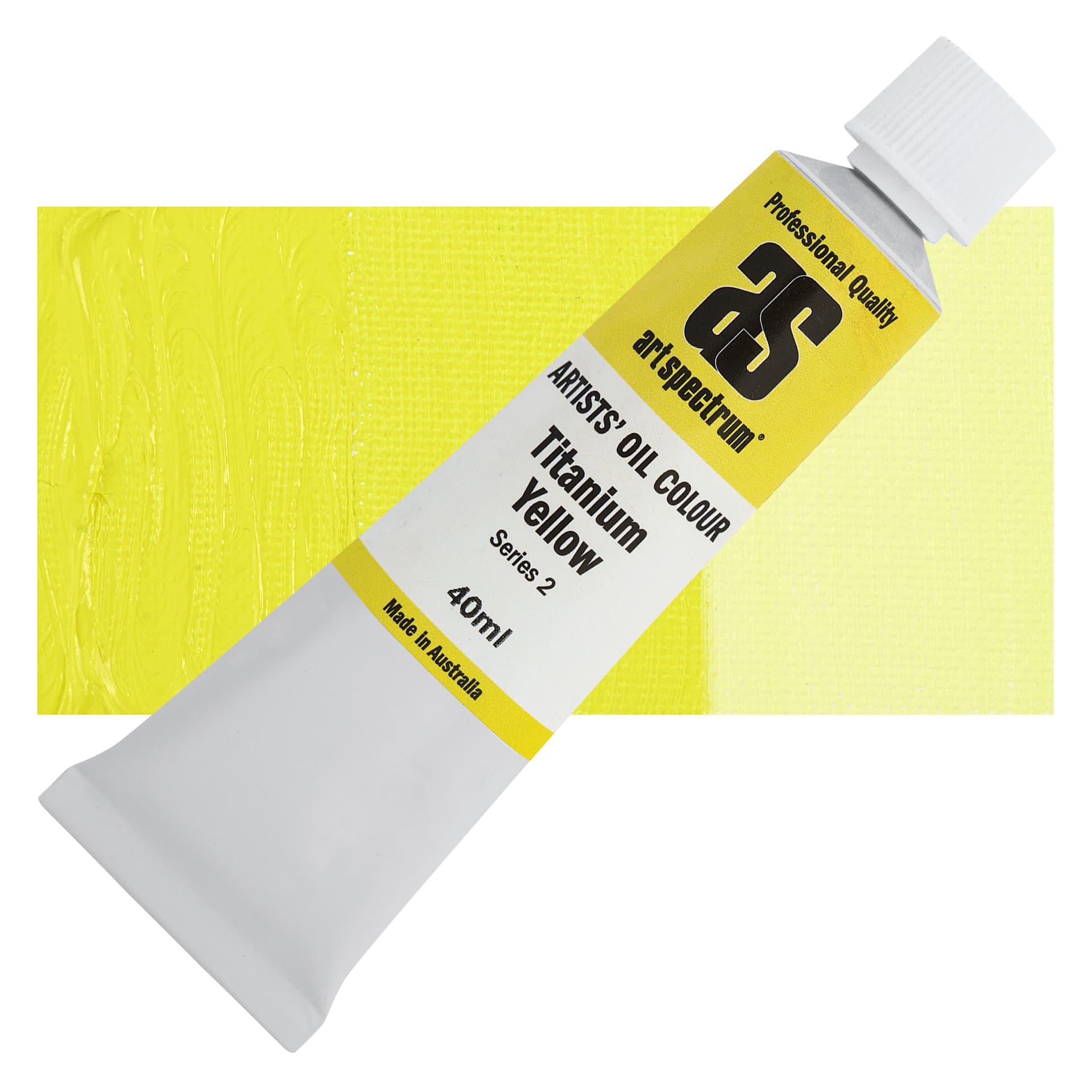 Art Spectrum Artists' Oil Paint - Titanium Yellow, 40 ml tube and swatch