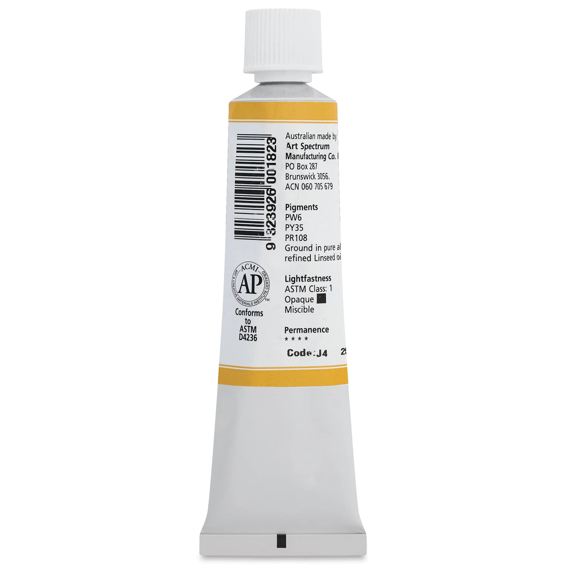Art Spectrum Artists' Oil Paint - Jaune Brilliant, 40 ml back