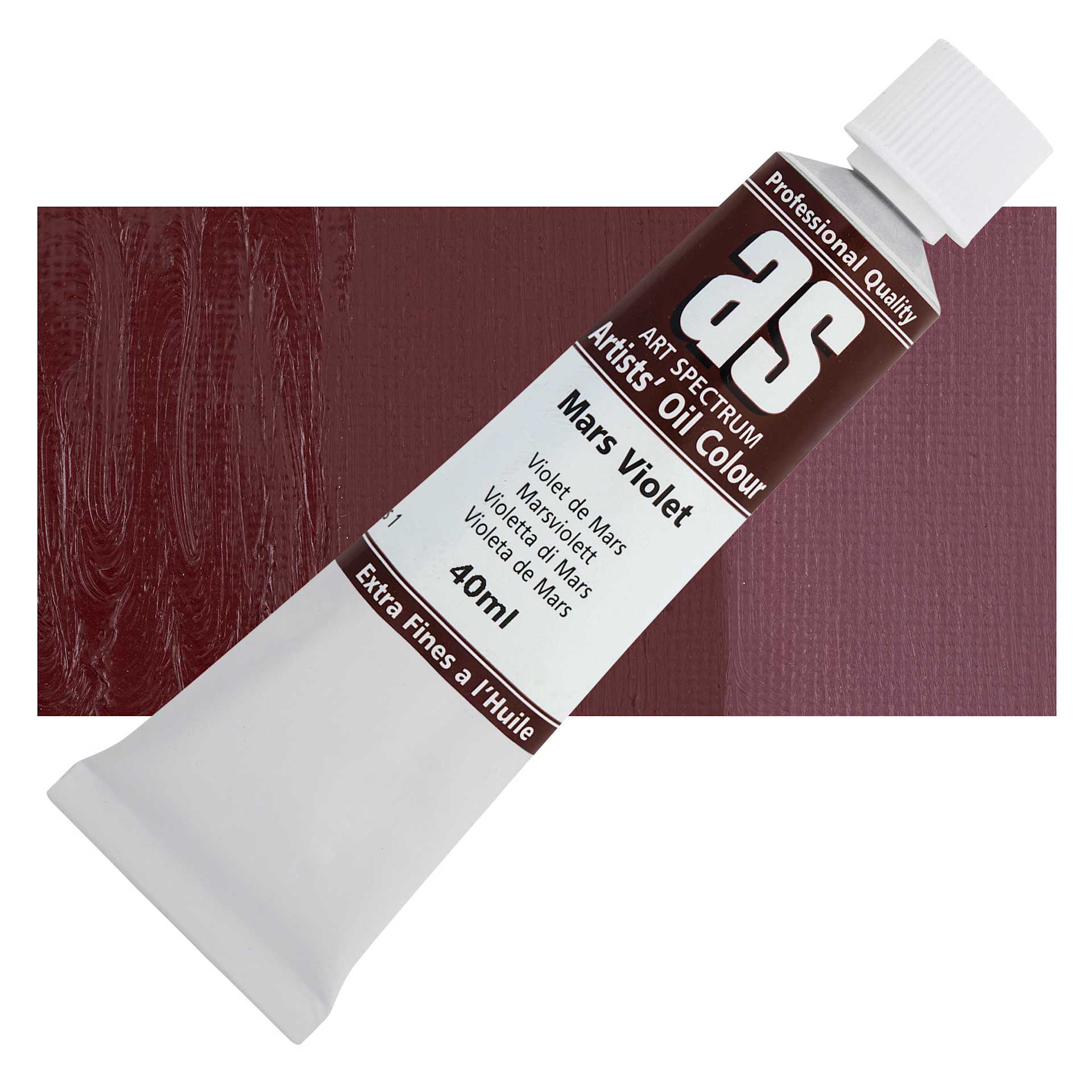 Art Spectrum Artists' Oil Paint - Mars Violet, 40 ml tube and swatch