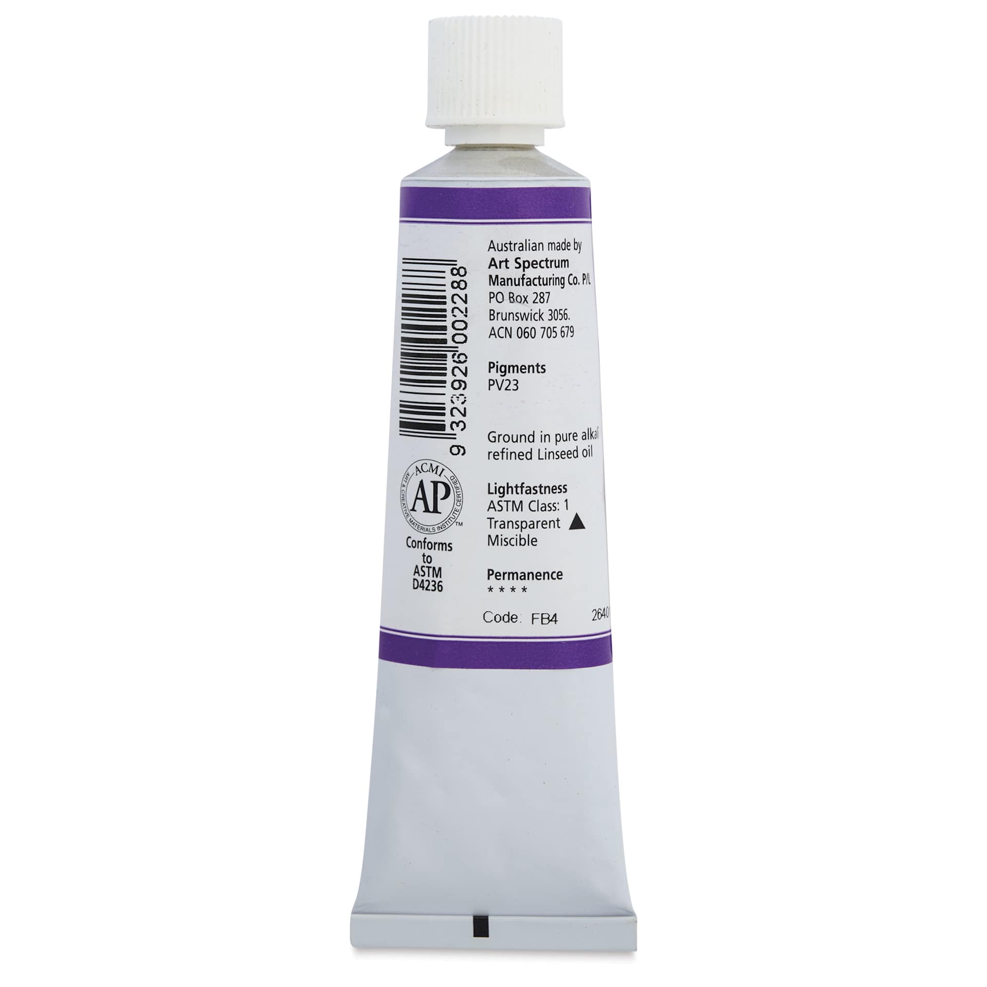 Art Spectrum Artists' Oil Paint - Flinders Blue Violet, 40 ml back