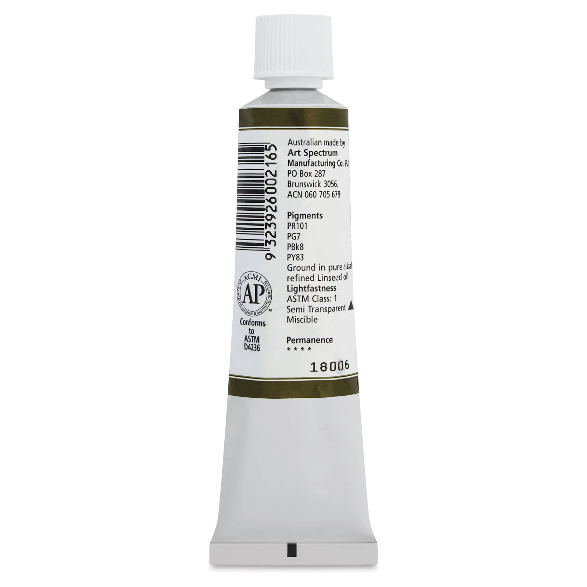 Art Spectrum Artists' Oil Paint - Olive Green, 40 ml back