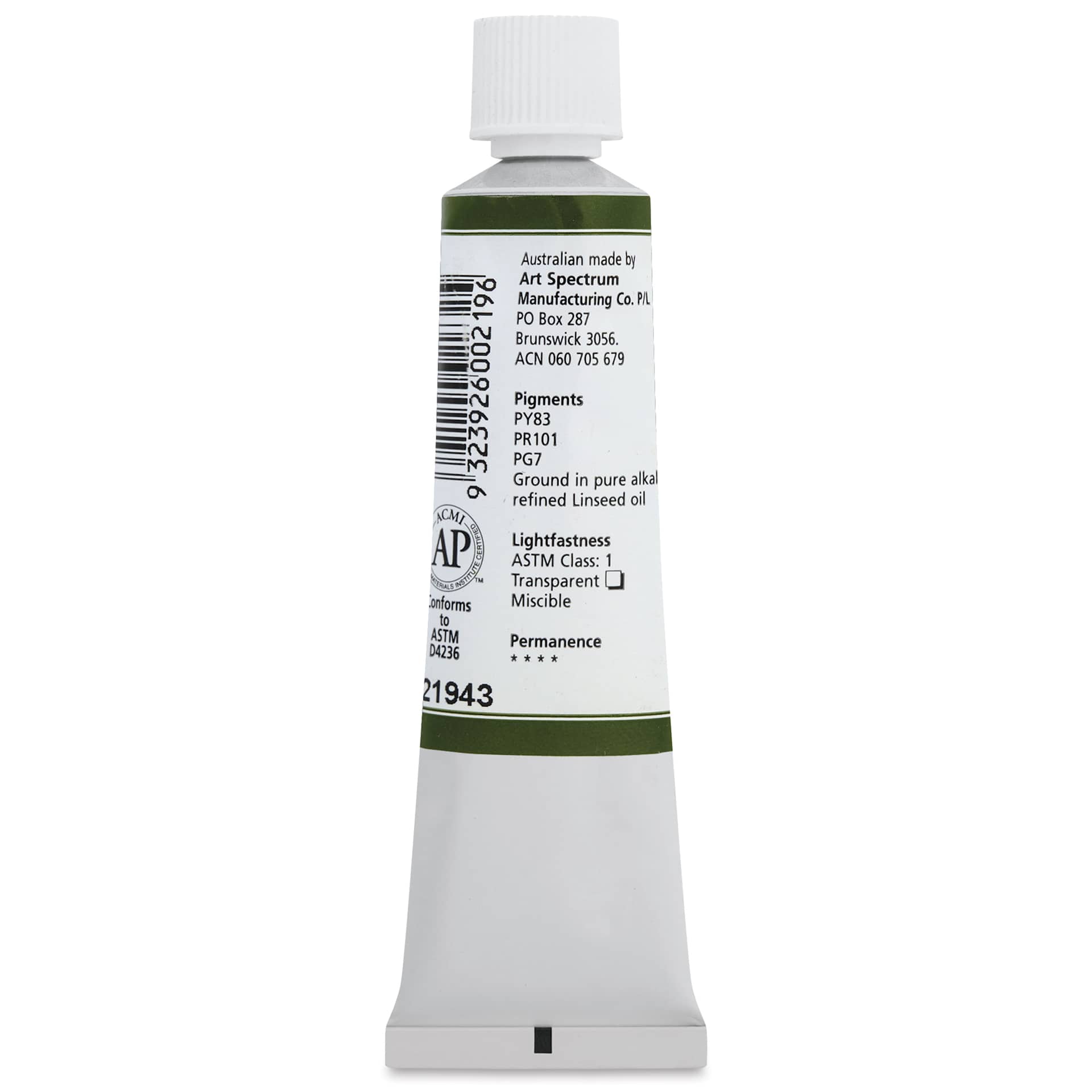 Art Spectrum Artists' Oil Paint - Sap Green, 40 ml back