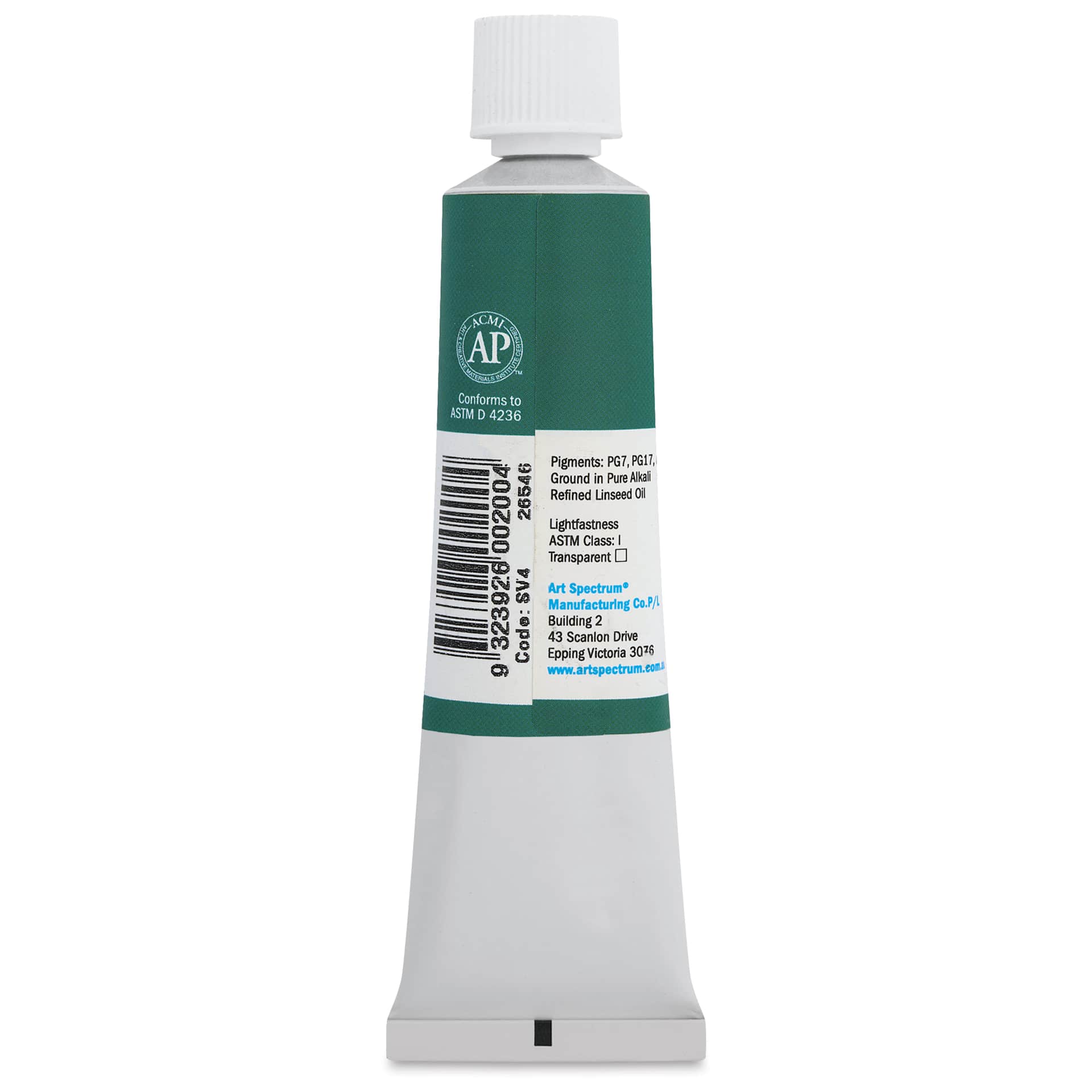 Art Spectrum Artists' Oil Paint - Spectrum Viridian, 40 ml back