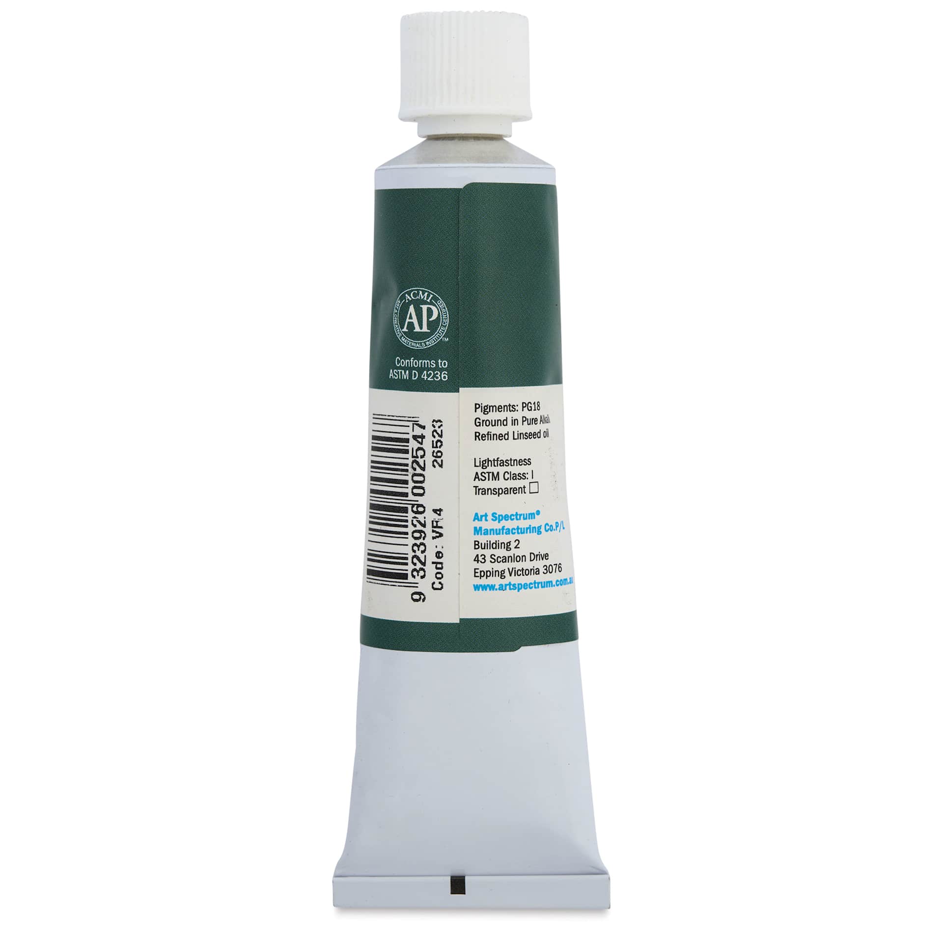 Art Spectrum Artists' Oil Paint - Viridian, 40 ml back