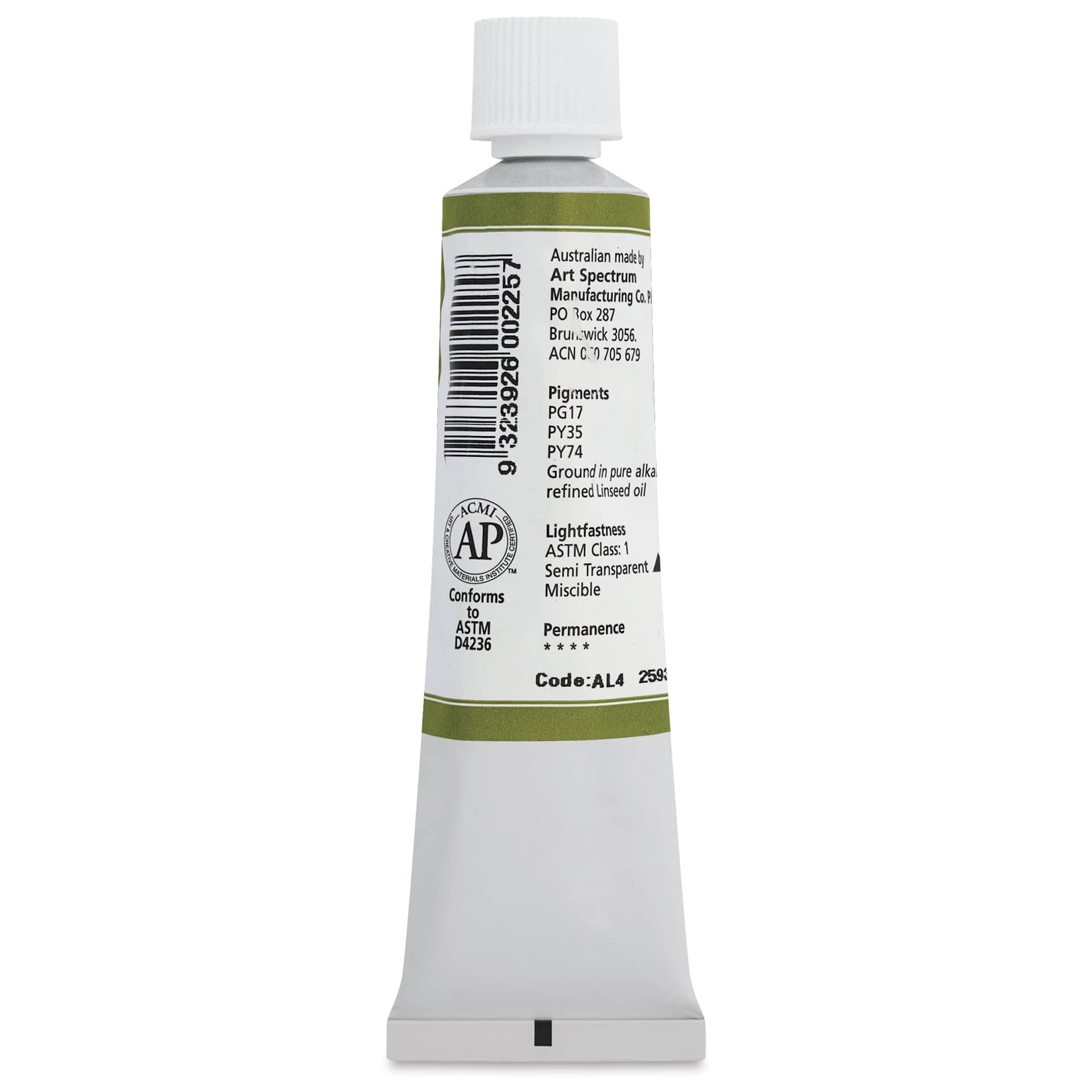 Art Spectrum Artists' Oil Paint - Australian Leaf Green Light, 40 ml back