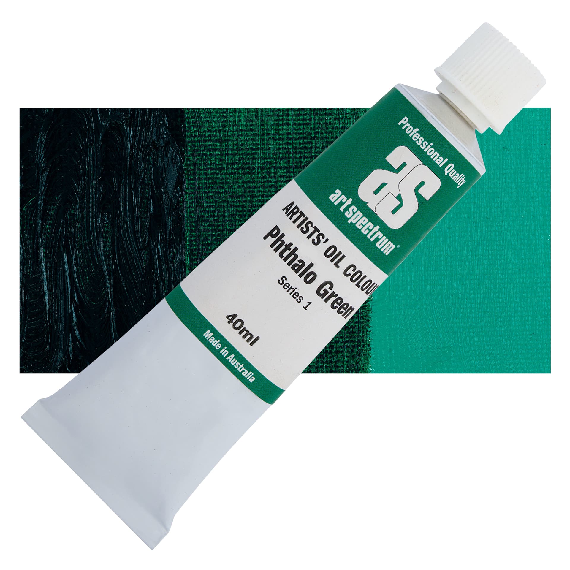 Art Spectrum Artists' Oil Paint - Phthalo Green, 40 ml tube and swatch