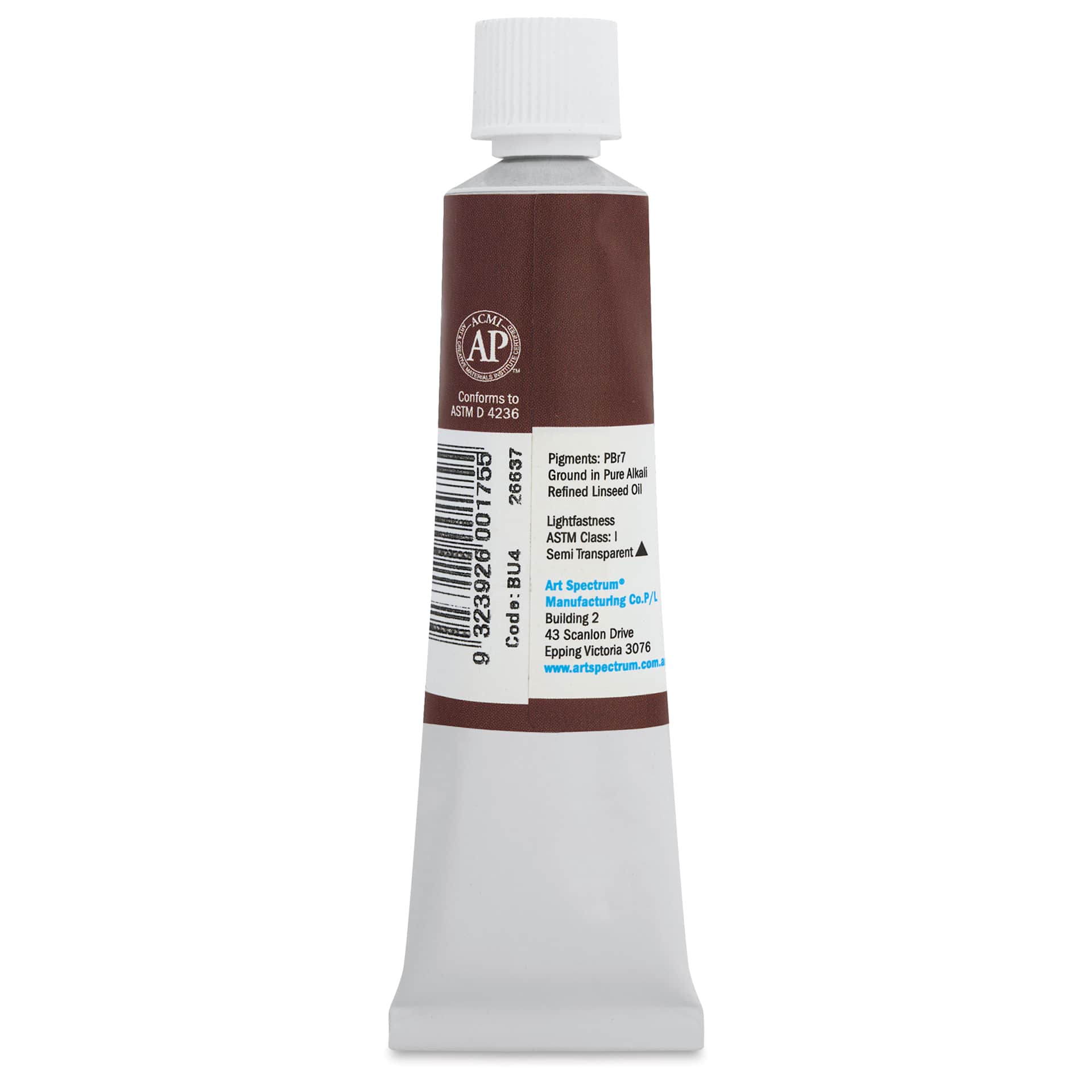 Art Spectrum Artists' Oil Paint - Burnt Umber, 40 ml back