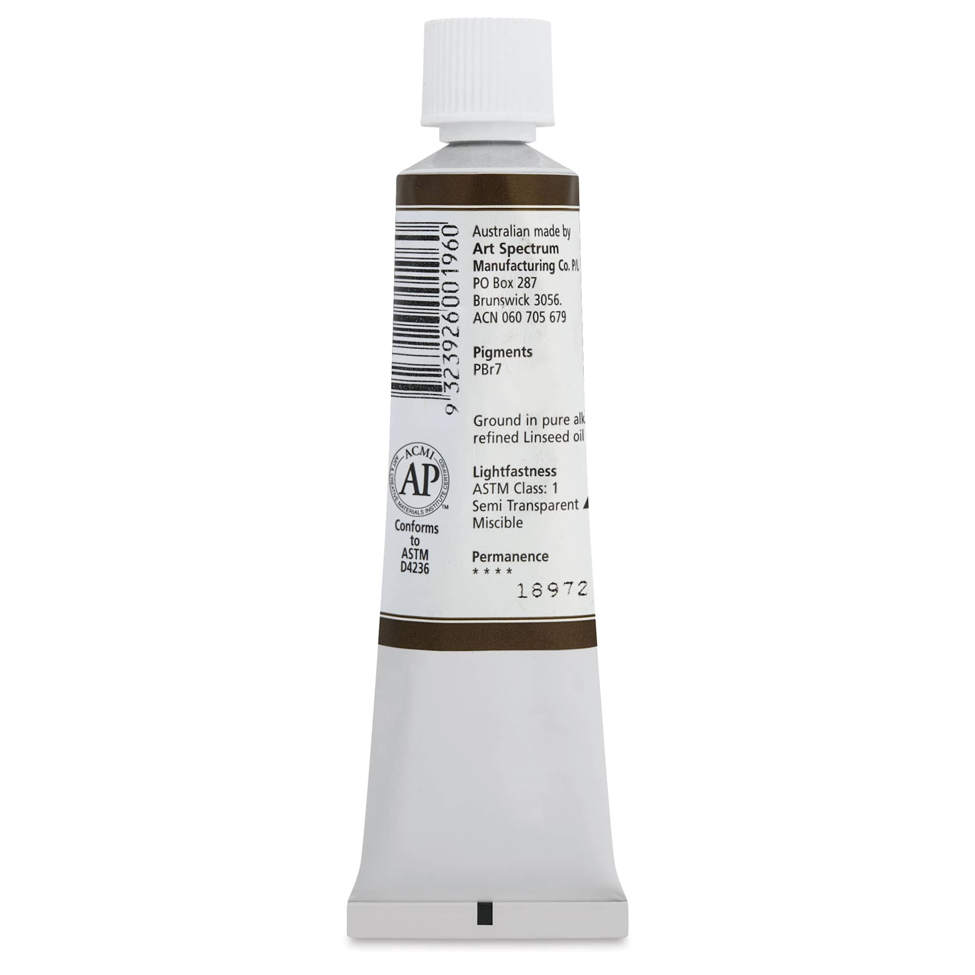 Art Spectrum Artists' Oil Paint - Raw Umber, 40 ml back