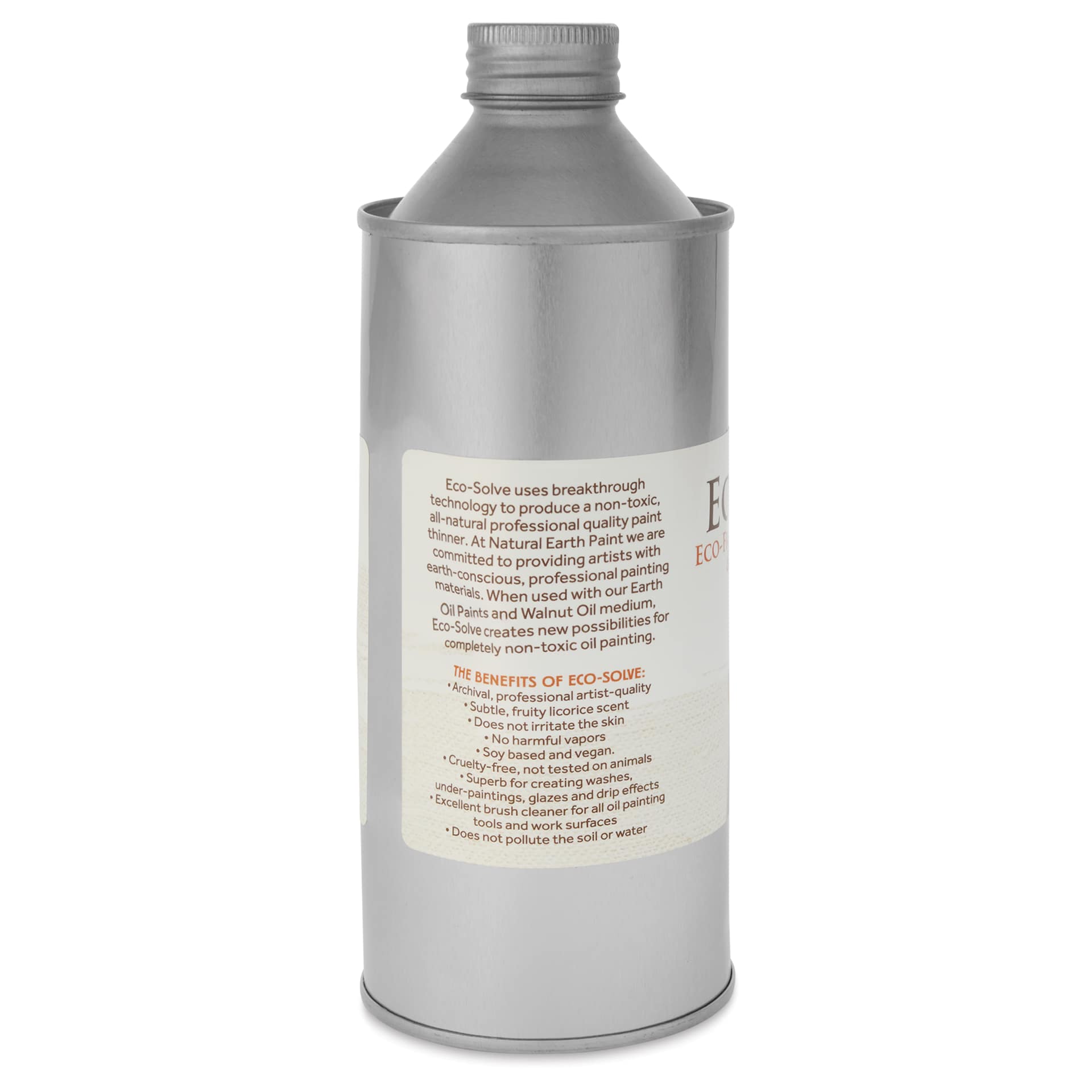 Natural Earth Paint Eco-Solve Paint Thinner - 16 oz, Aluminum Bottle side