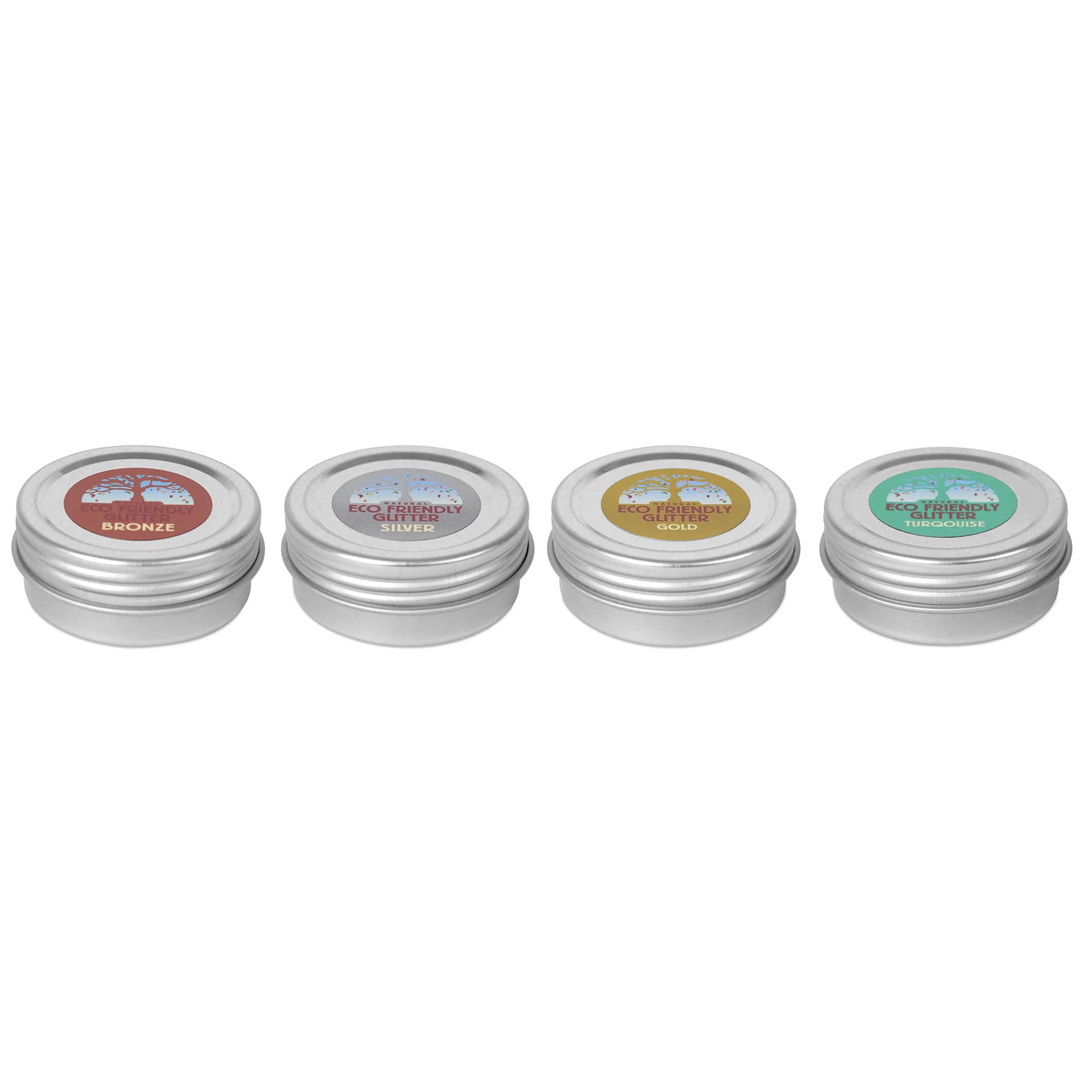 Natural Earth Paint Eco-Friendly Cosmetic Glitter - Set of 4, Assorted Colors, 10 g - colors lined up