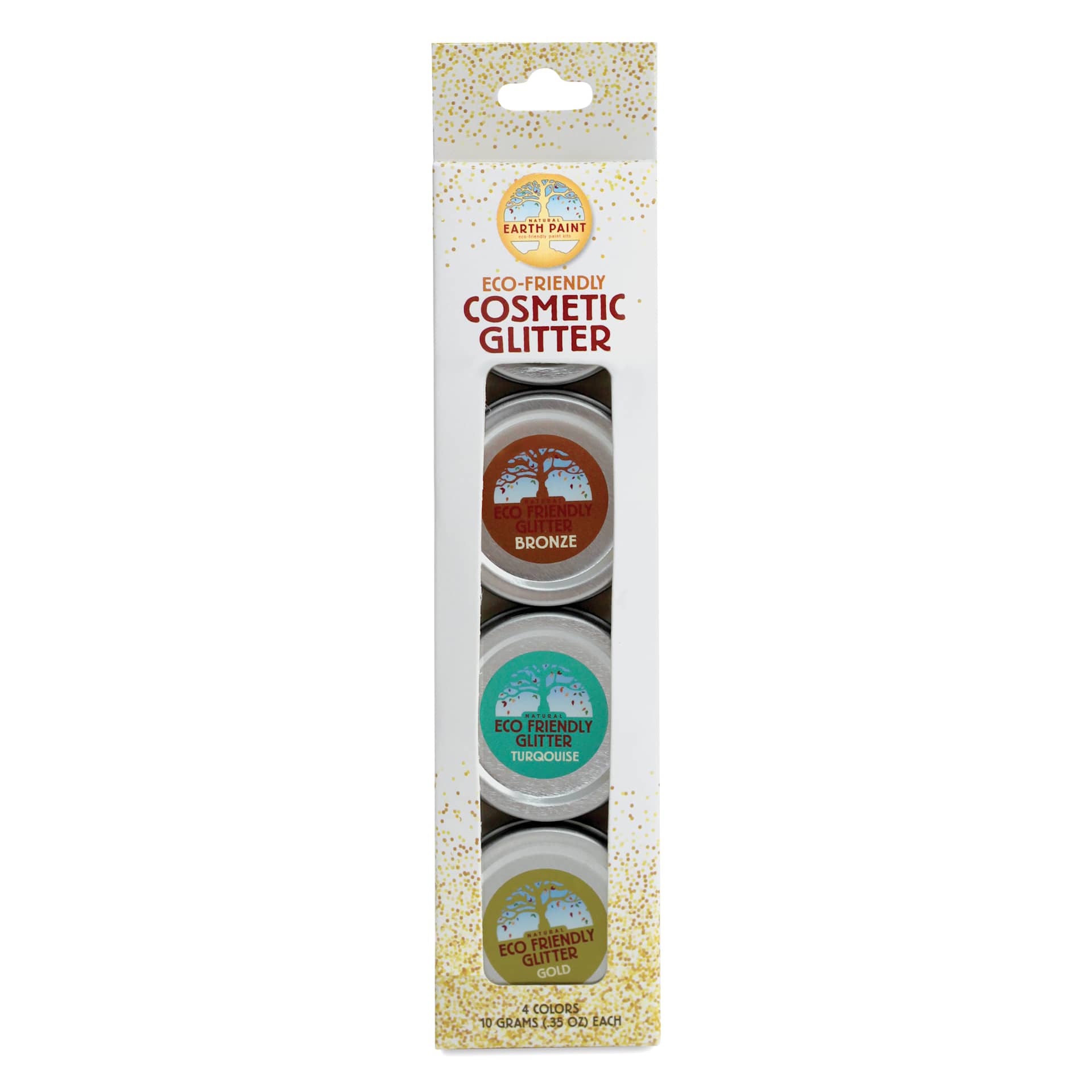 Natural Earth Paint Eco-Friendly Cosmetic Glitter - Set of 4, Assorted Colors, 10 g - front of packaging